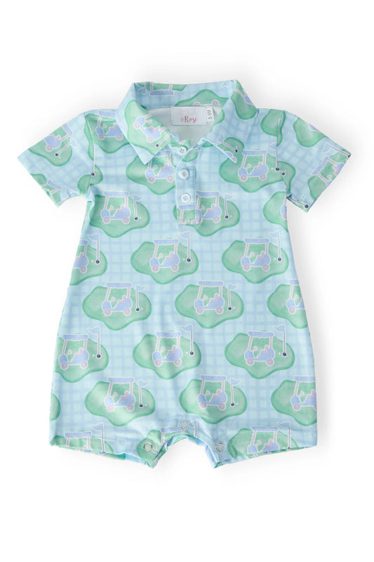 HE'S ON THE GREEN POLO SHORTY ONE-PIECE