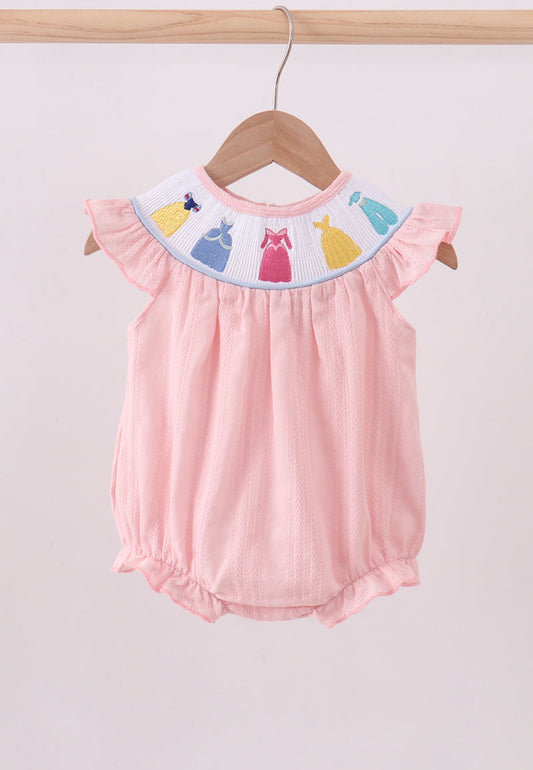 Pink princess smocked bubble