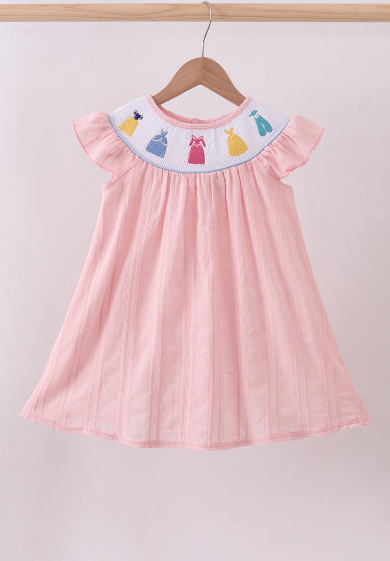 Pink princess smocked ruffle dress