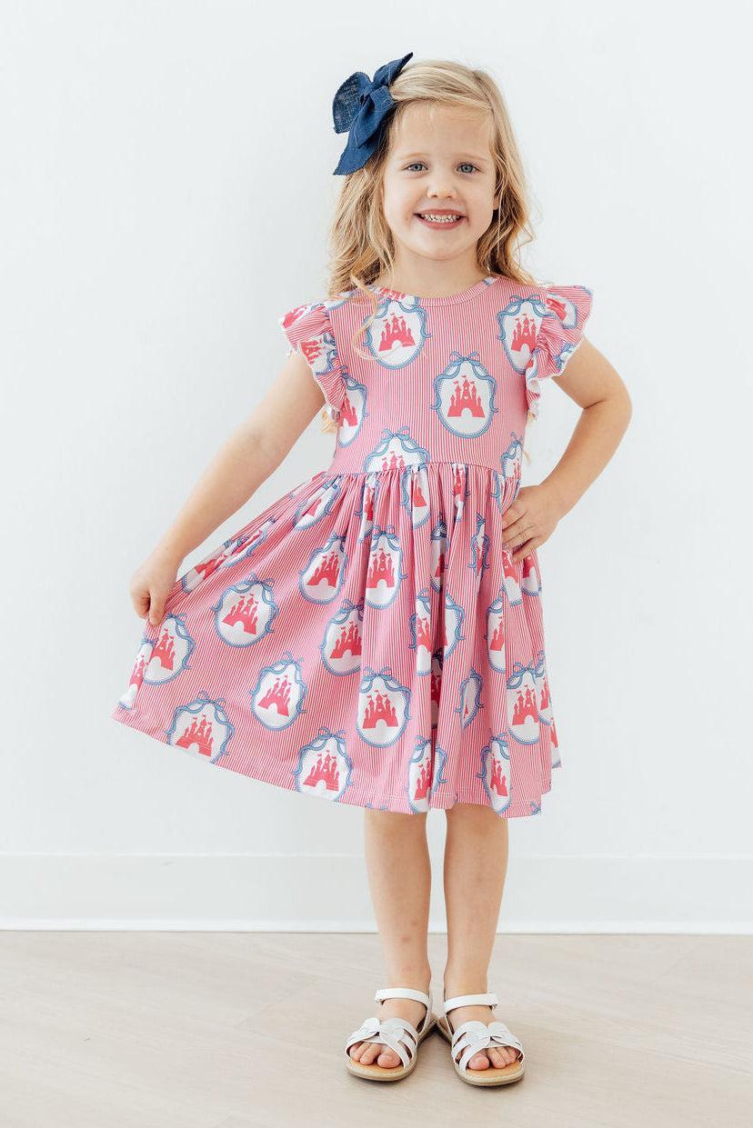 ONCE UPON A CASTLE FLUTTER SLEEVE TWIRL DRESS