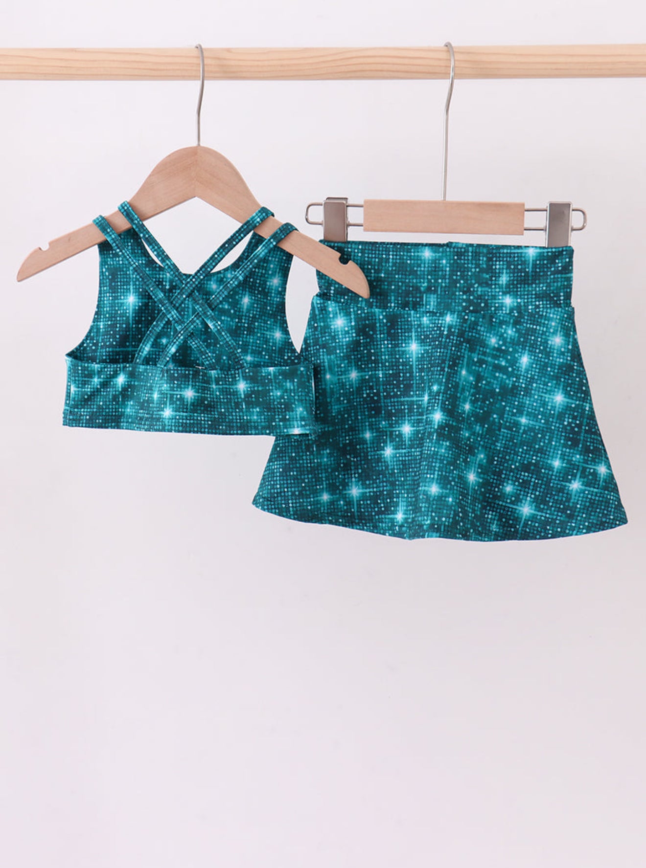 Teal Glitter Skort Set