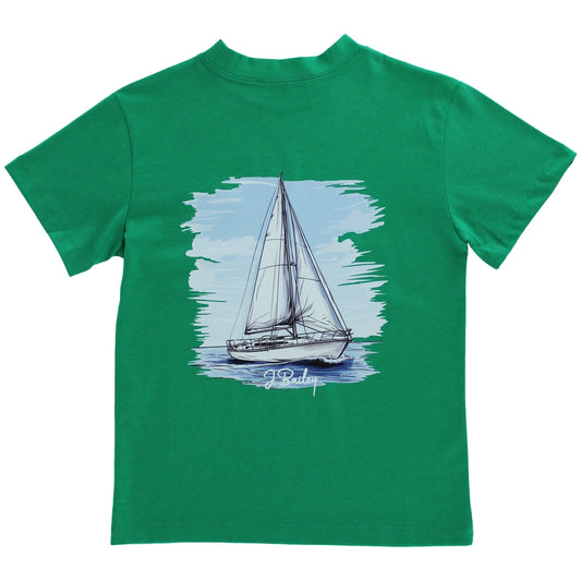 S/S Logo Tee, Sailboat on Green