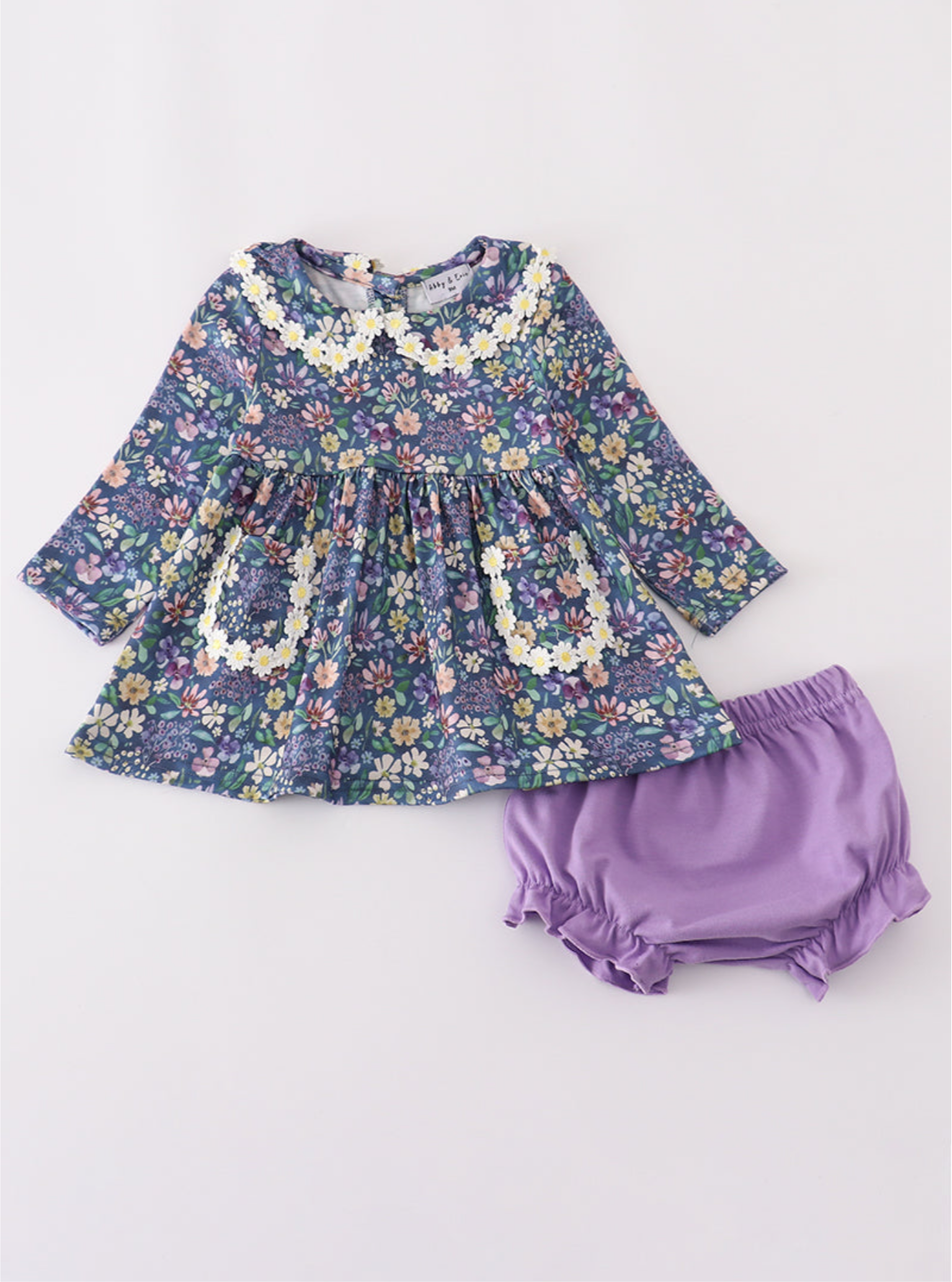 Purple floral lace bloomer set