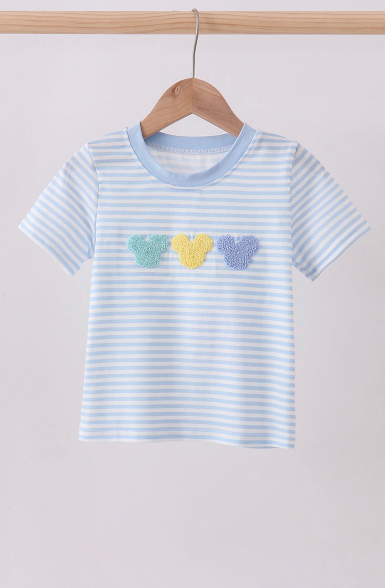 Blue character french knot stripe top