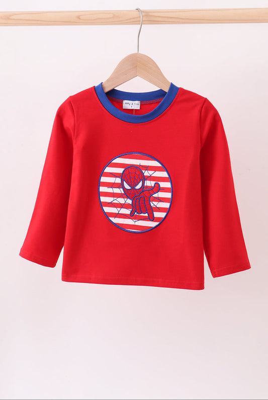 Red character applique top