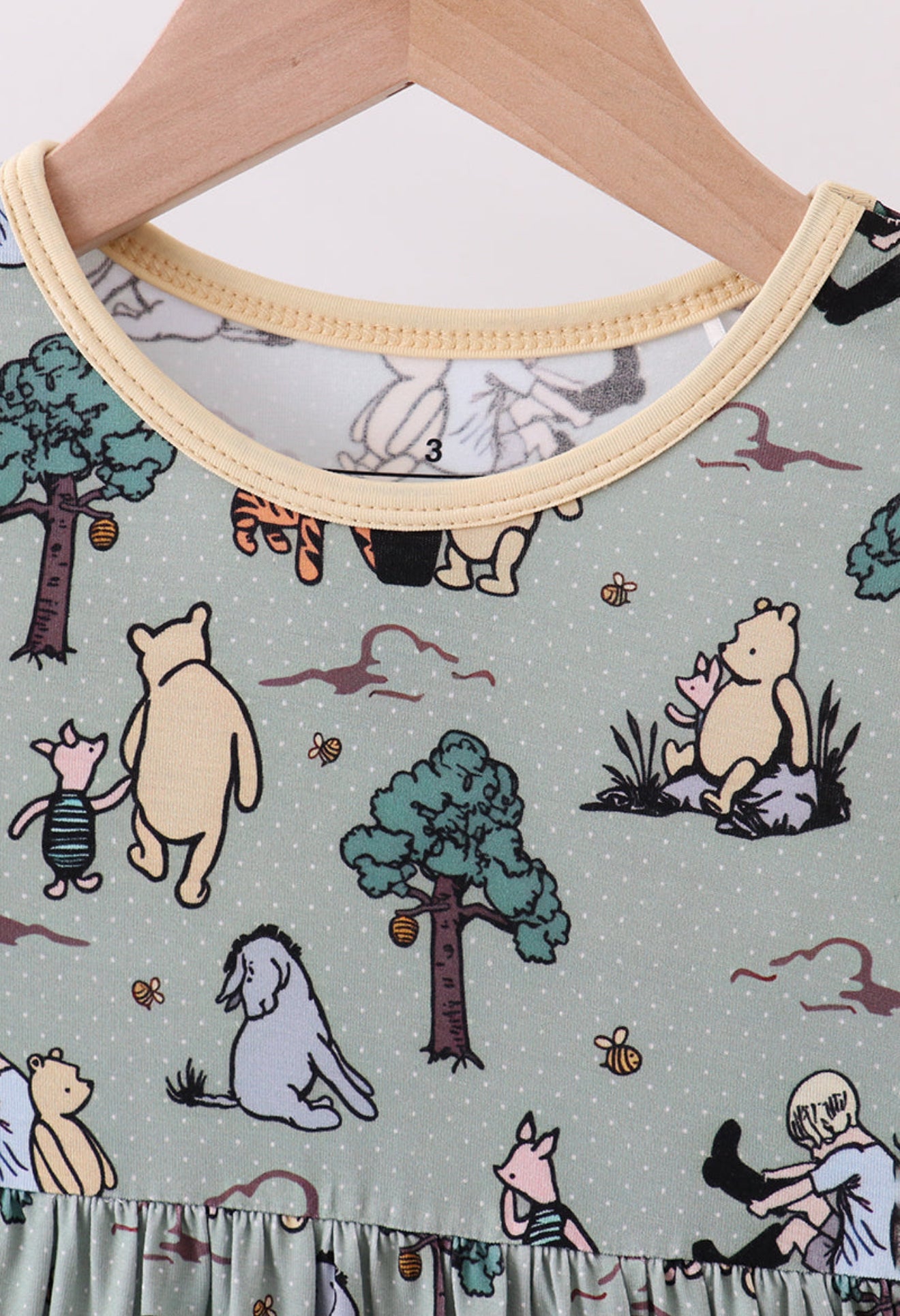 Green character bamboo dress