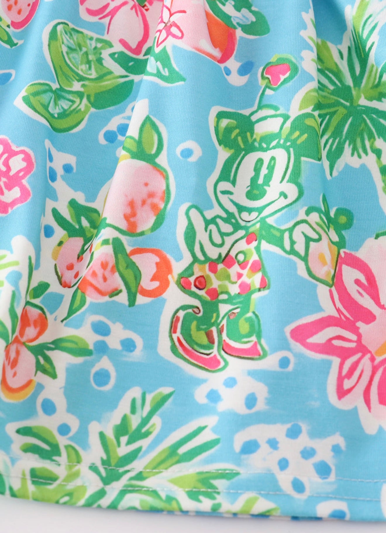 Green floral character applique pants set