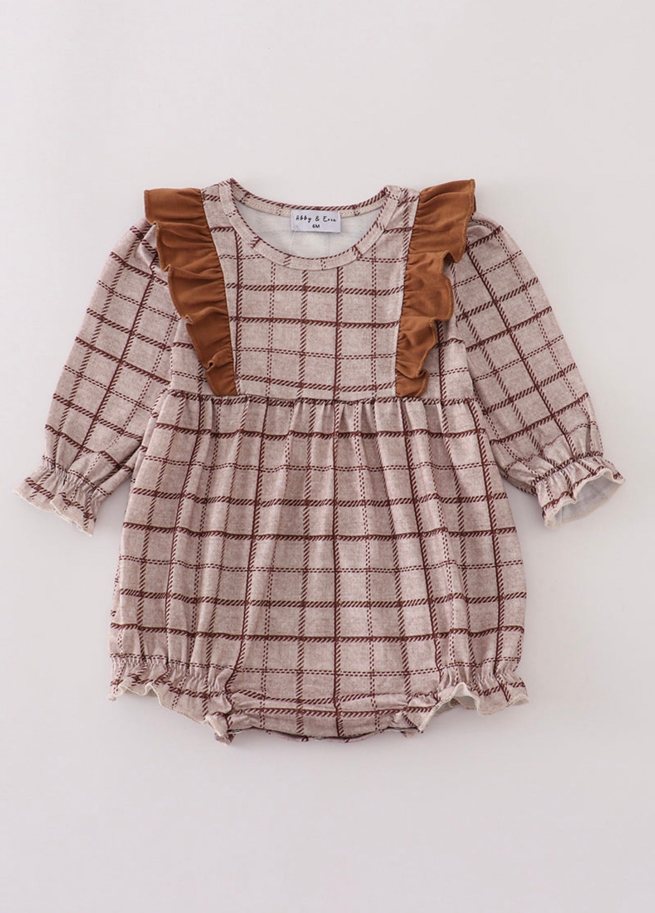 Brown plaid ruffle bubble
