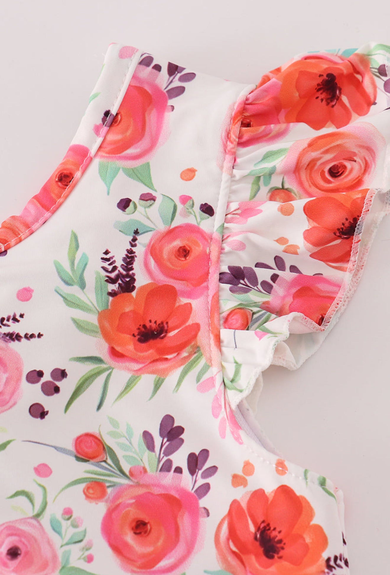 Coral floral print swiss dot leotard