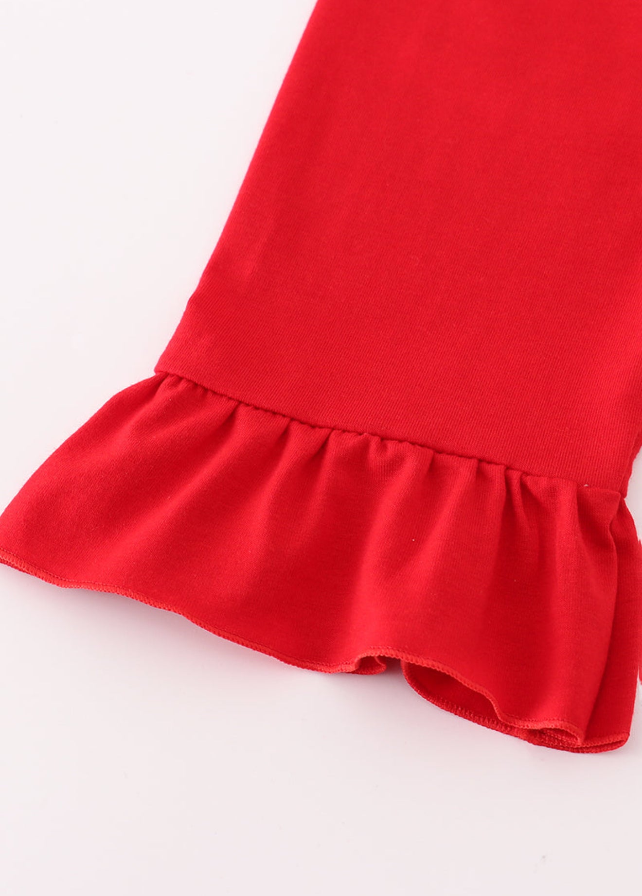 Red santa claus embroidery plaid ruffle pants set