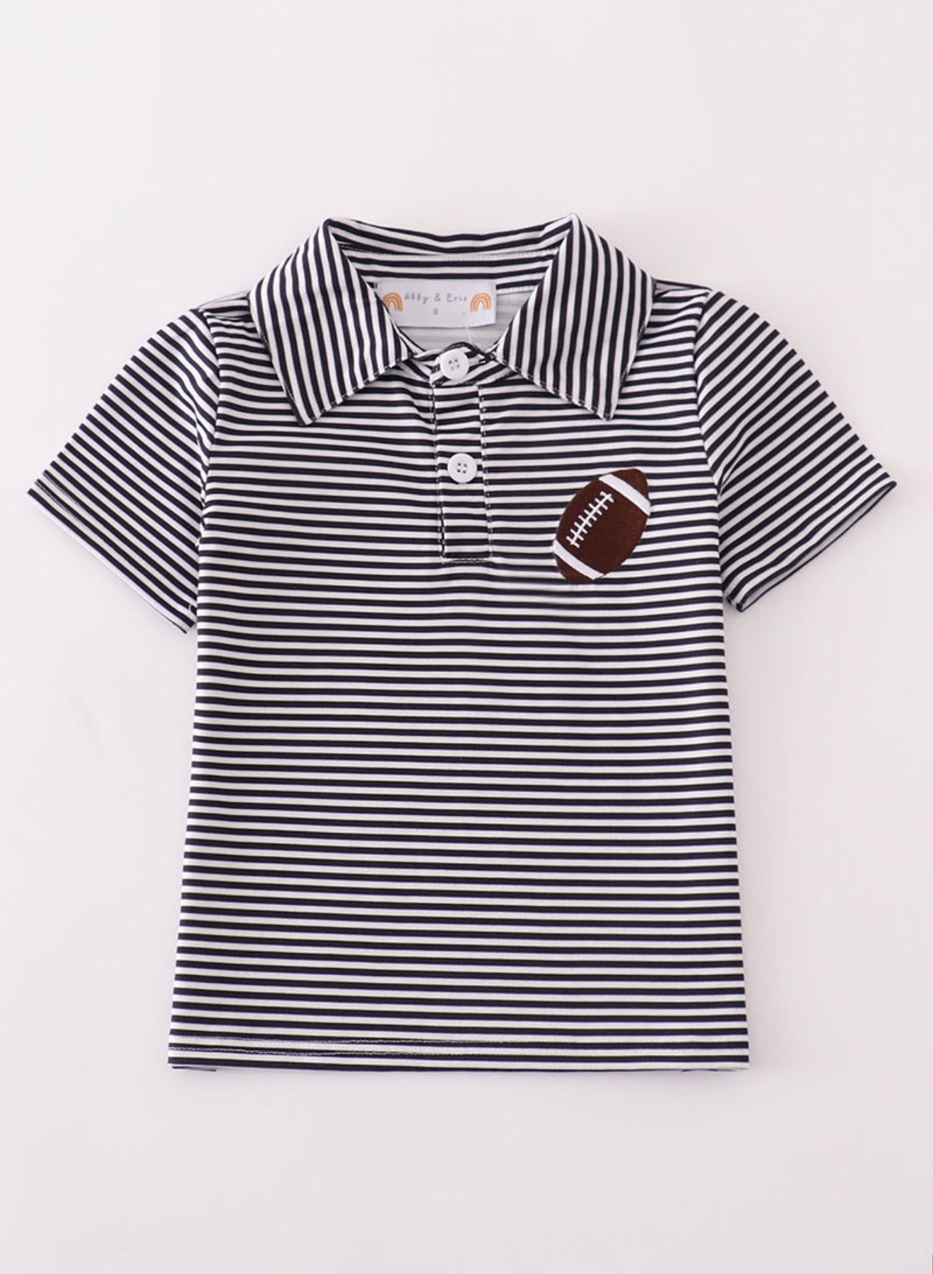 Navy stripe football embroidery button down shirt