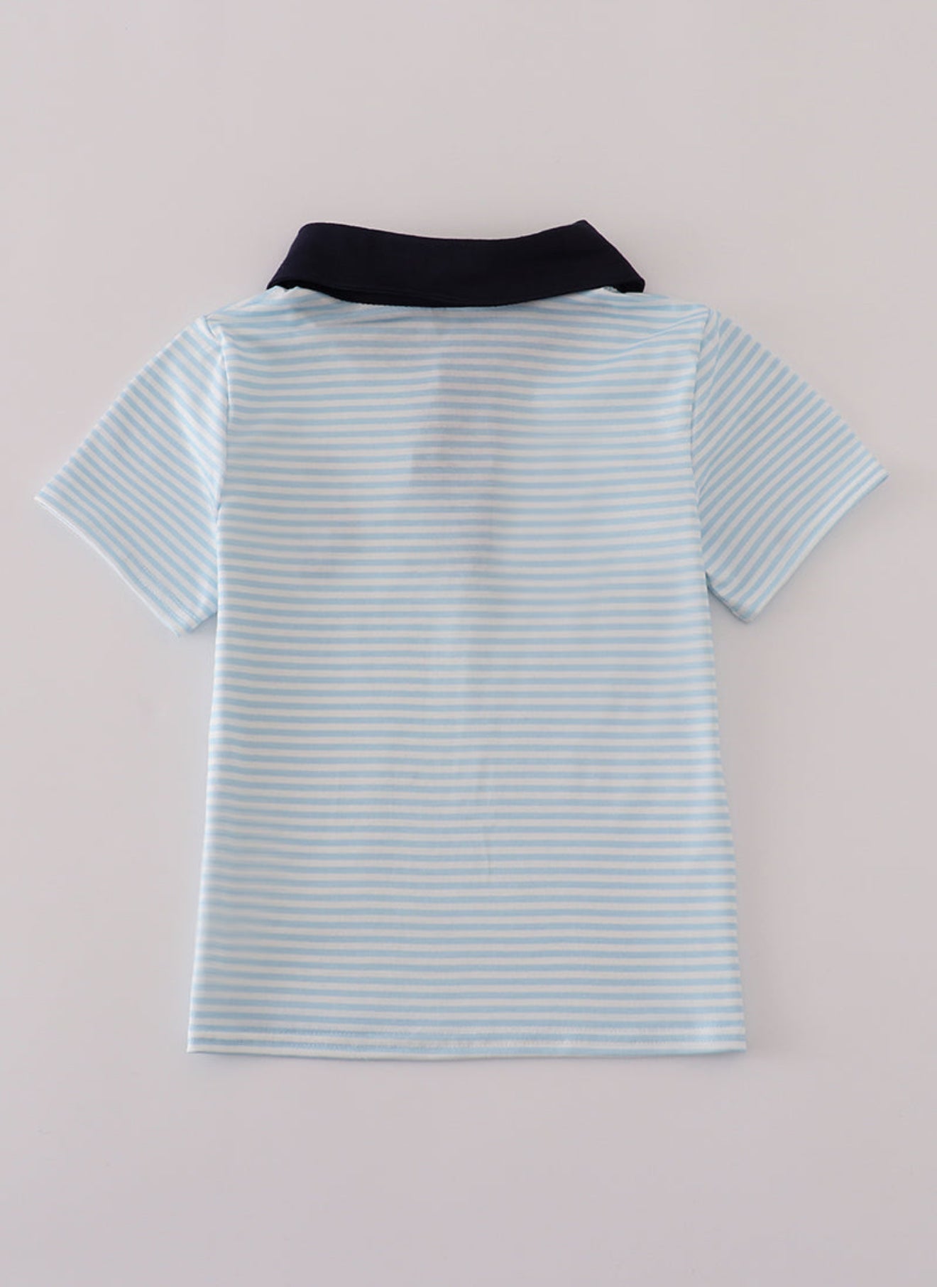 Blue stripe character embroidery button down shirt
