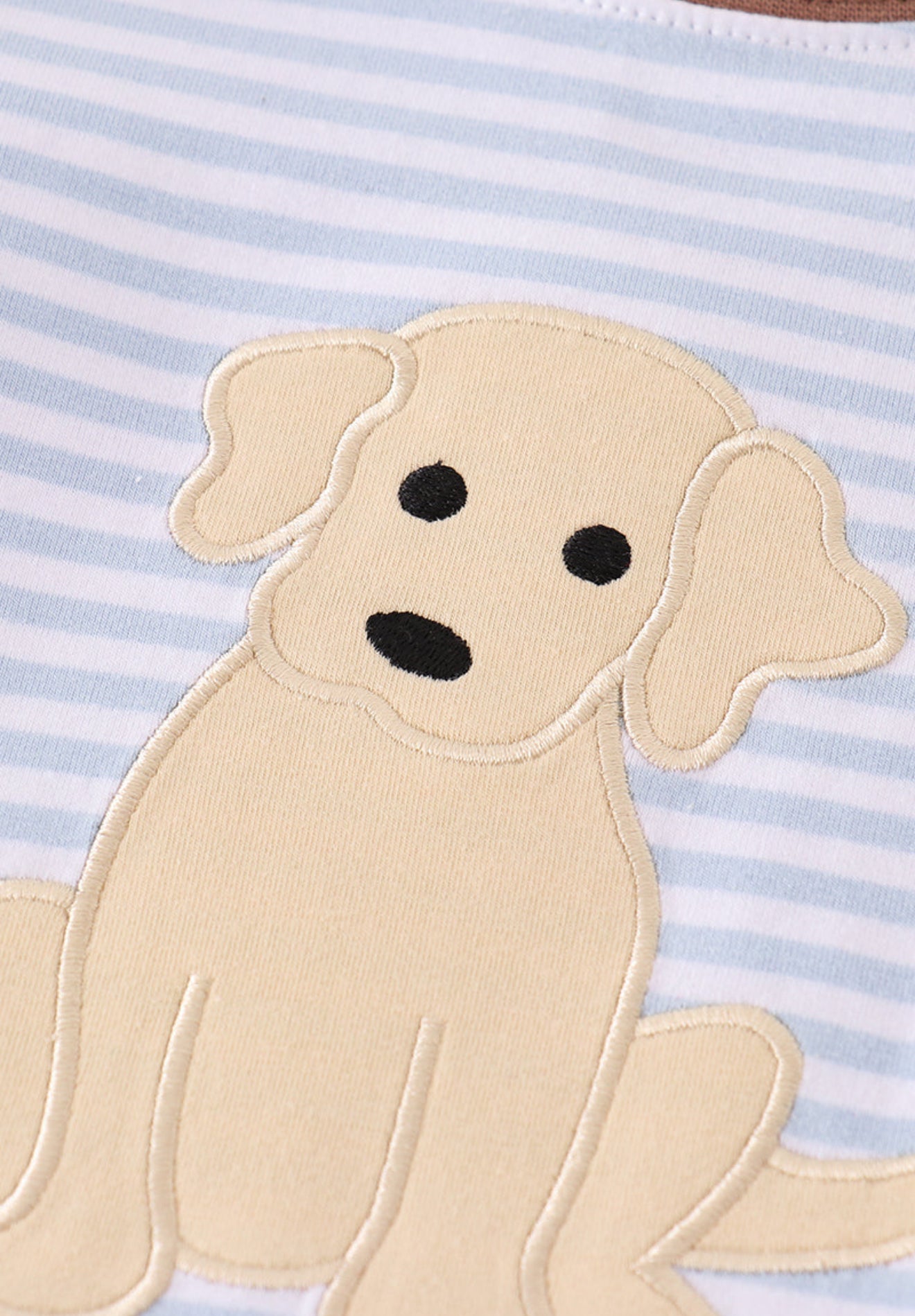 Premium brown stripe puppy applique boy set