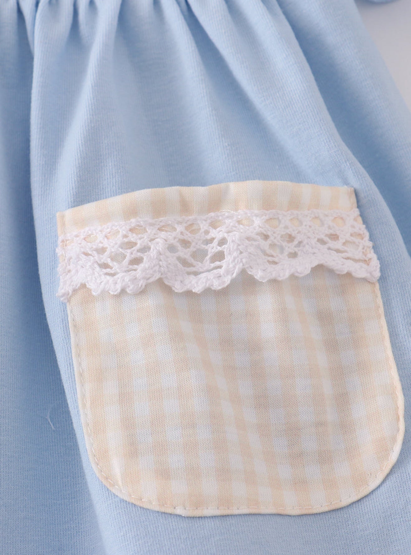 Blue pumpkin french knot ruffle shorts set