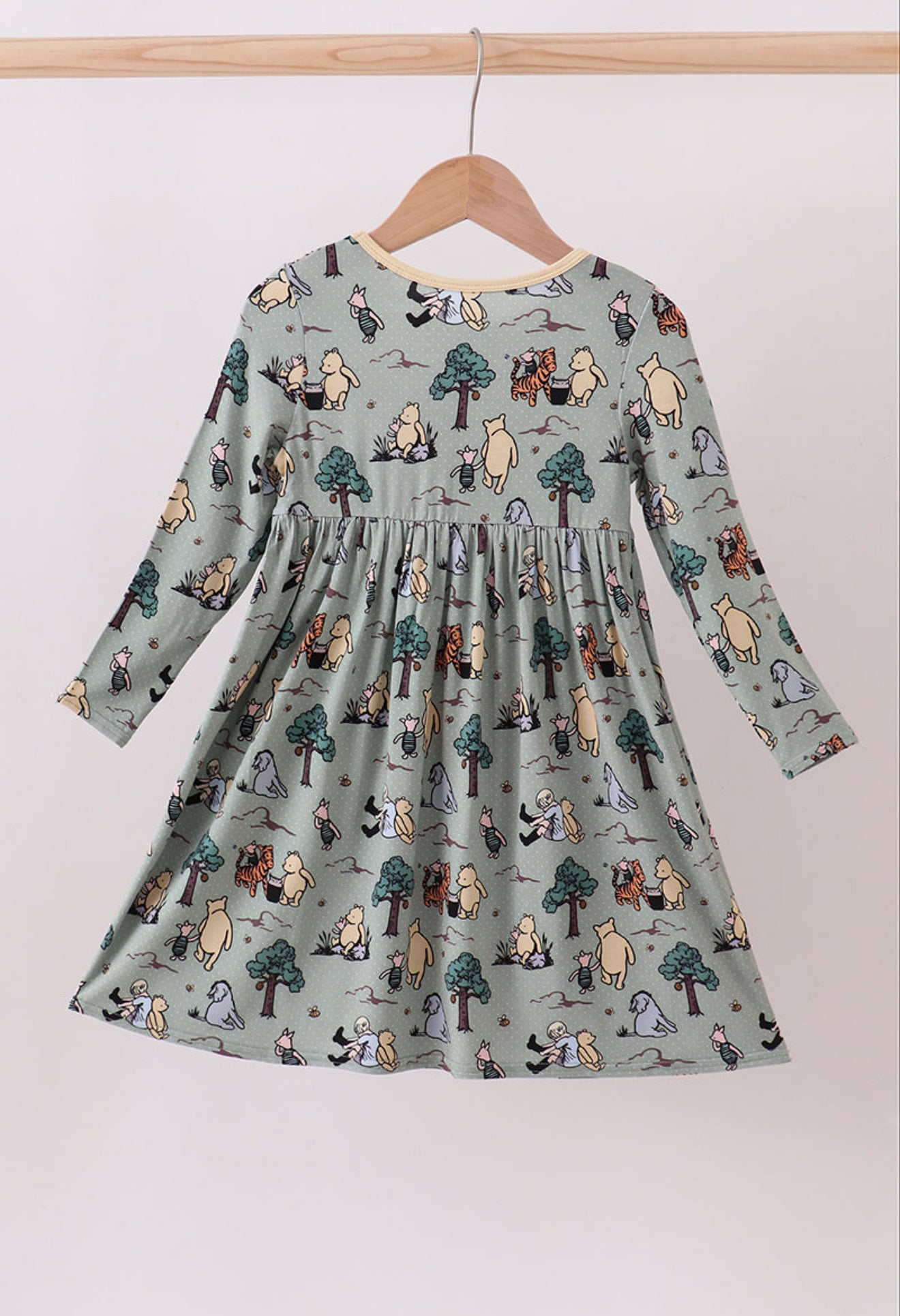 Green character bamboo dress