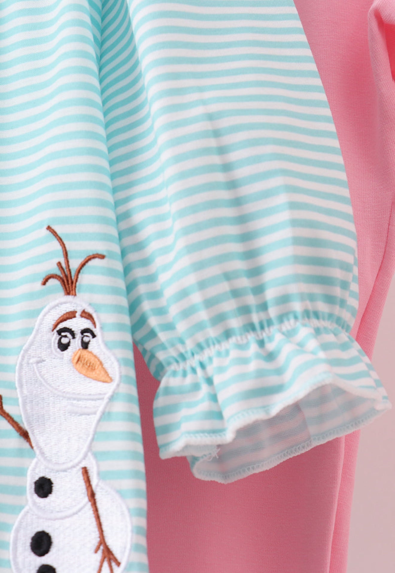 Blue character embroidery ruffle dress set