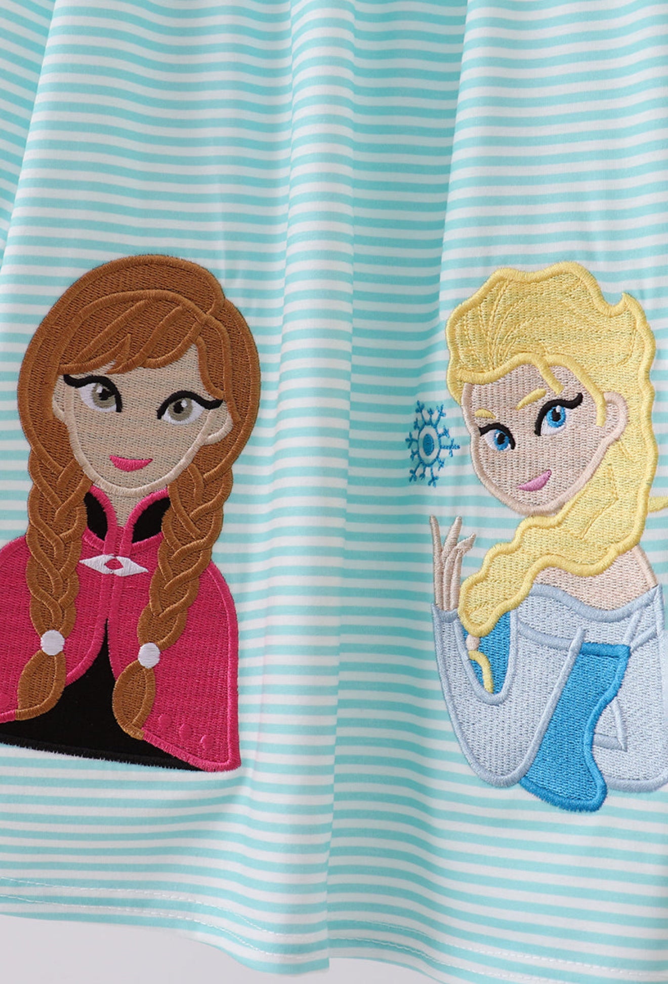 Blue character embroidery ruffle dress