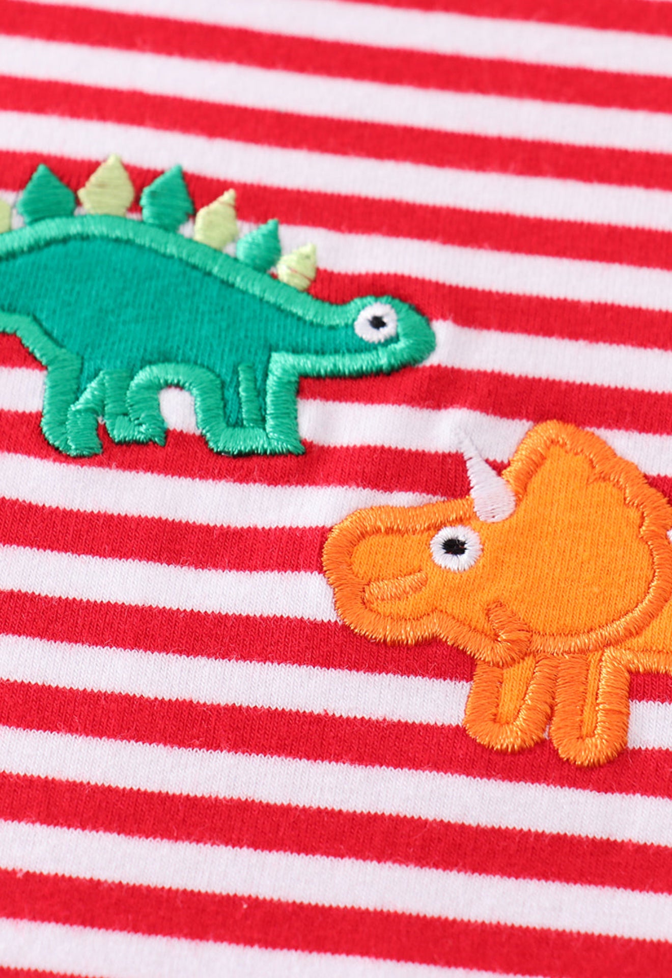 Premium red stripe dinosaur applique boy set