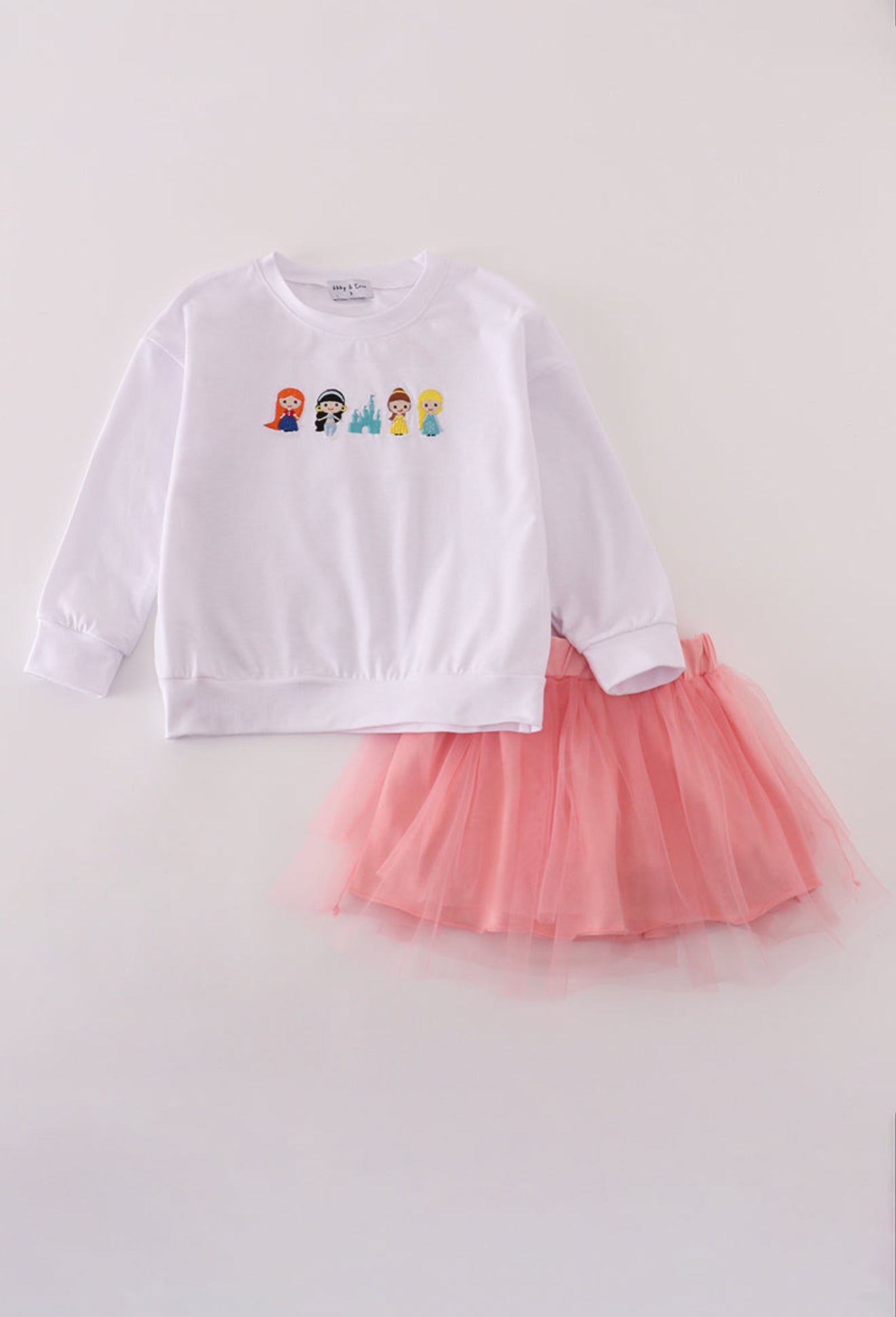Pink princess embroidery tutu skorts set