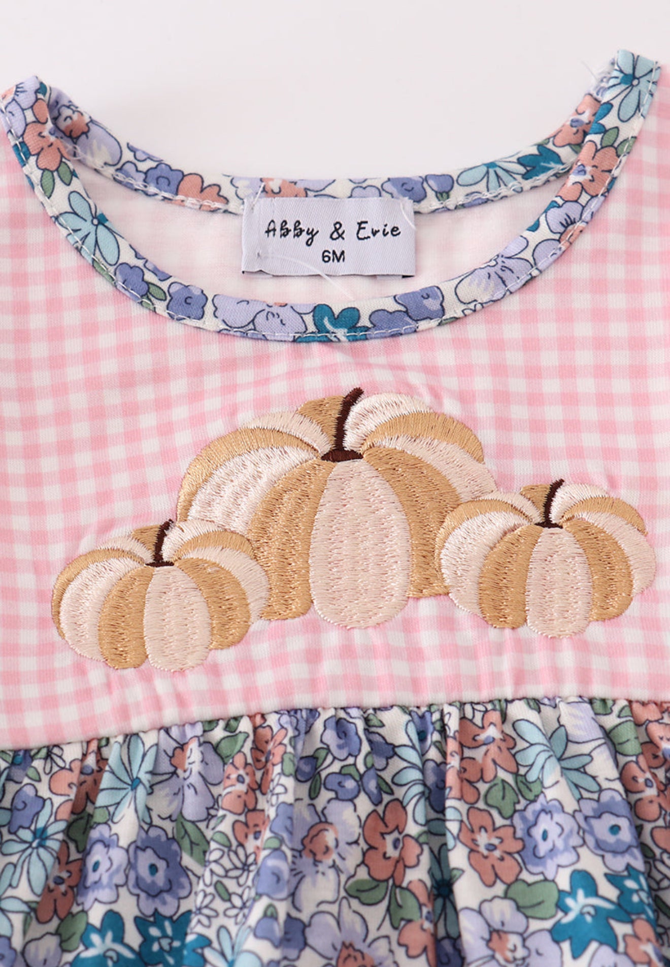 Blue floral pumpkin embroidery ruffle bloomer set