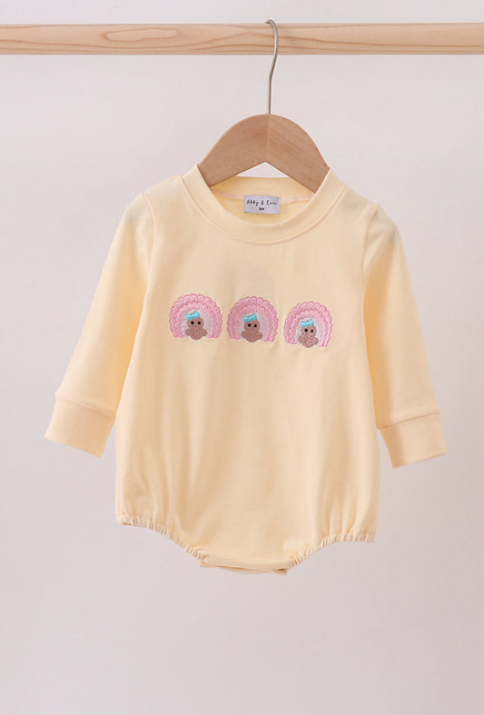 Beige turkey embroidery bubble