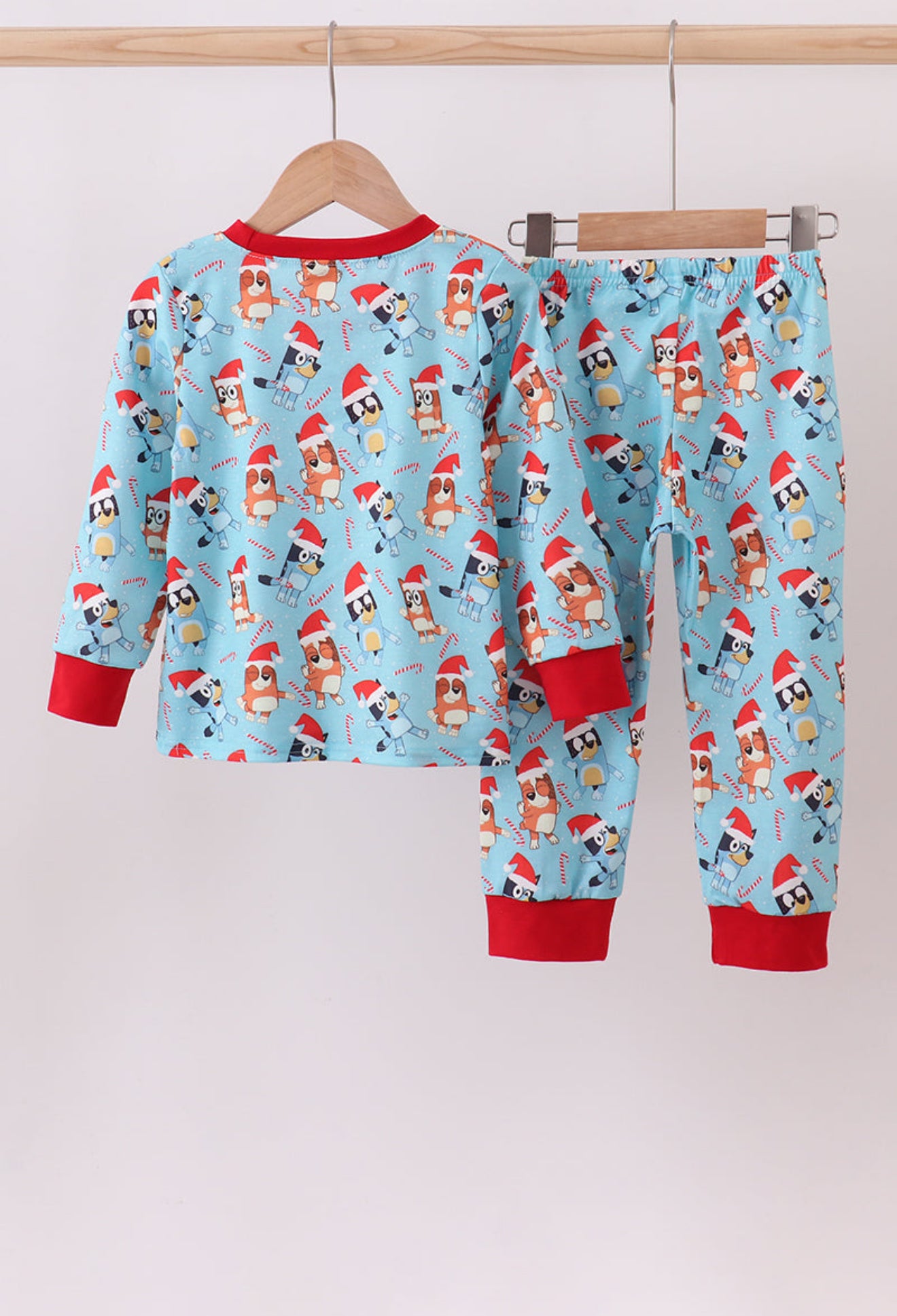 Blue Christmas character print pajamas set