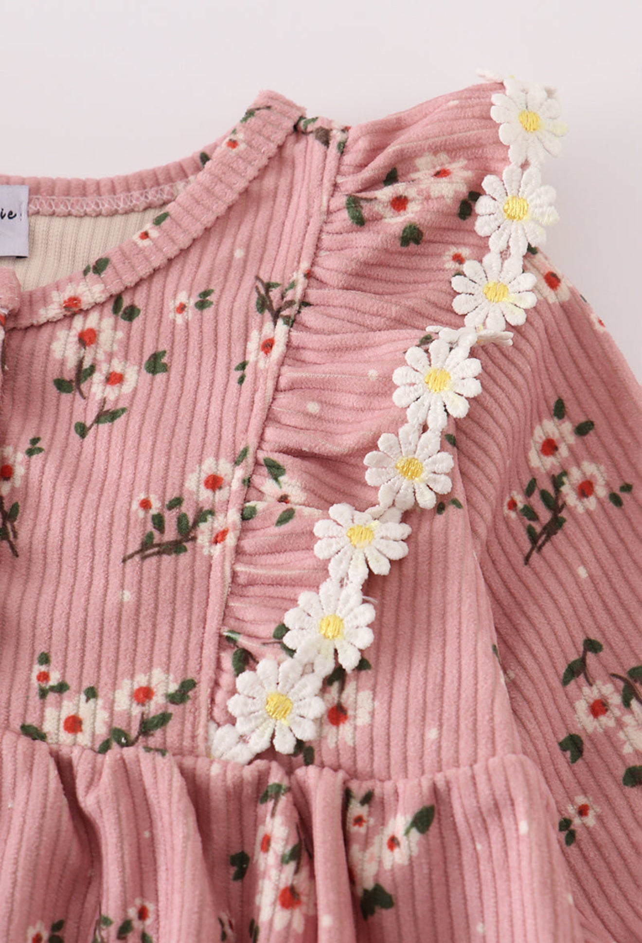 Floral corduroy lace ruffle bubble