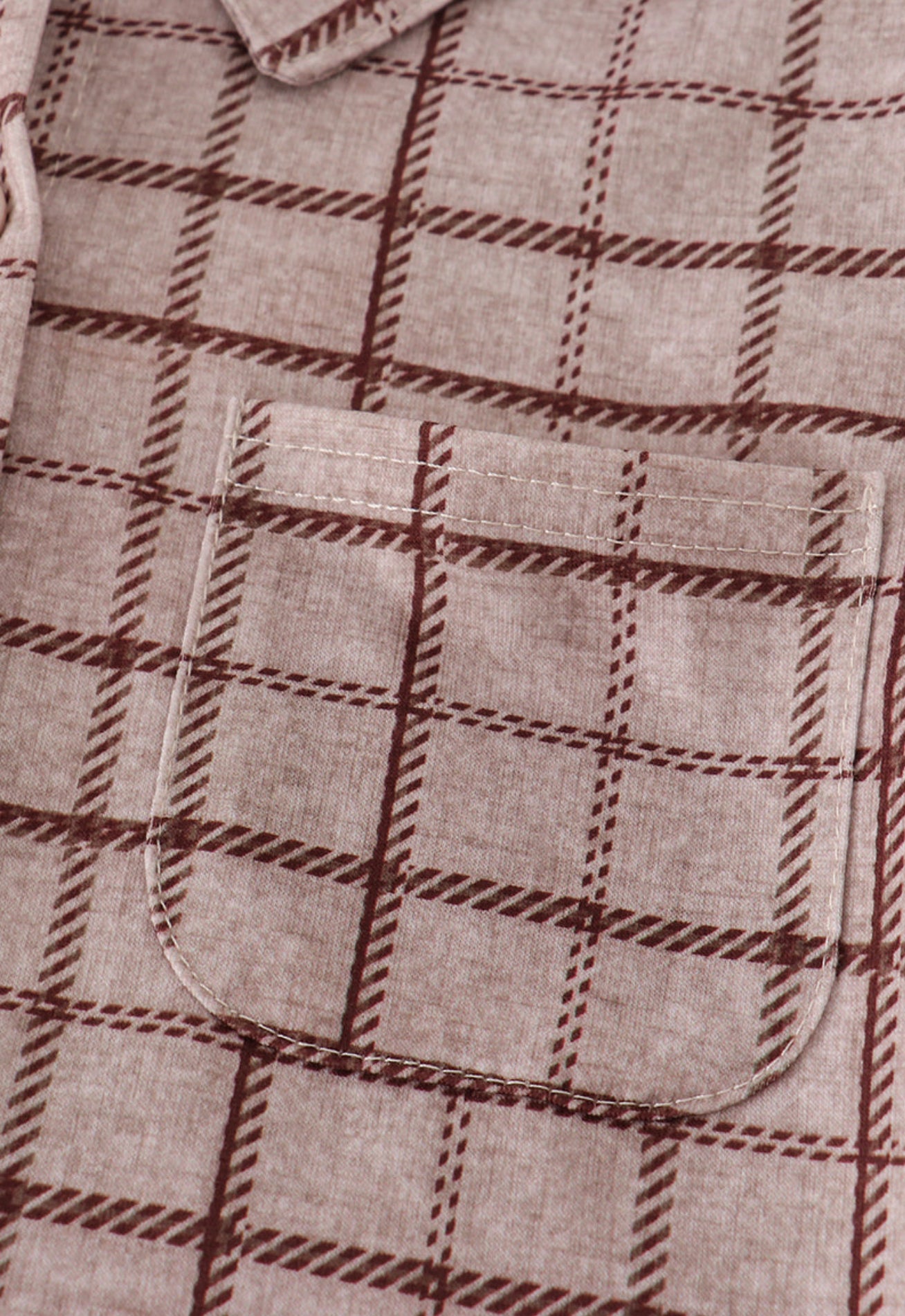 Brown plaid button down shirt