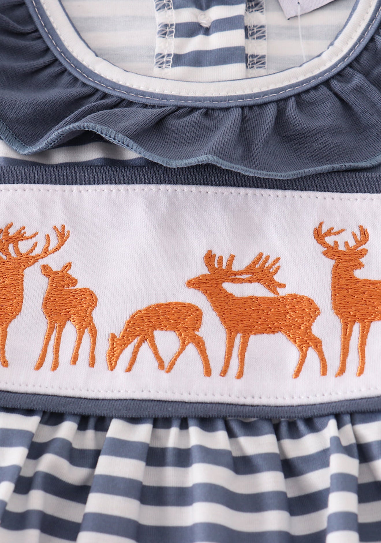 Navy stripe deer embroidery bloomer set