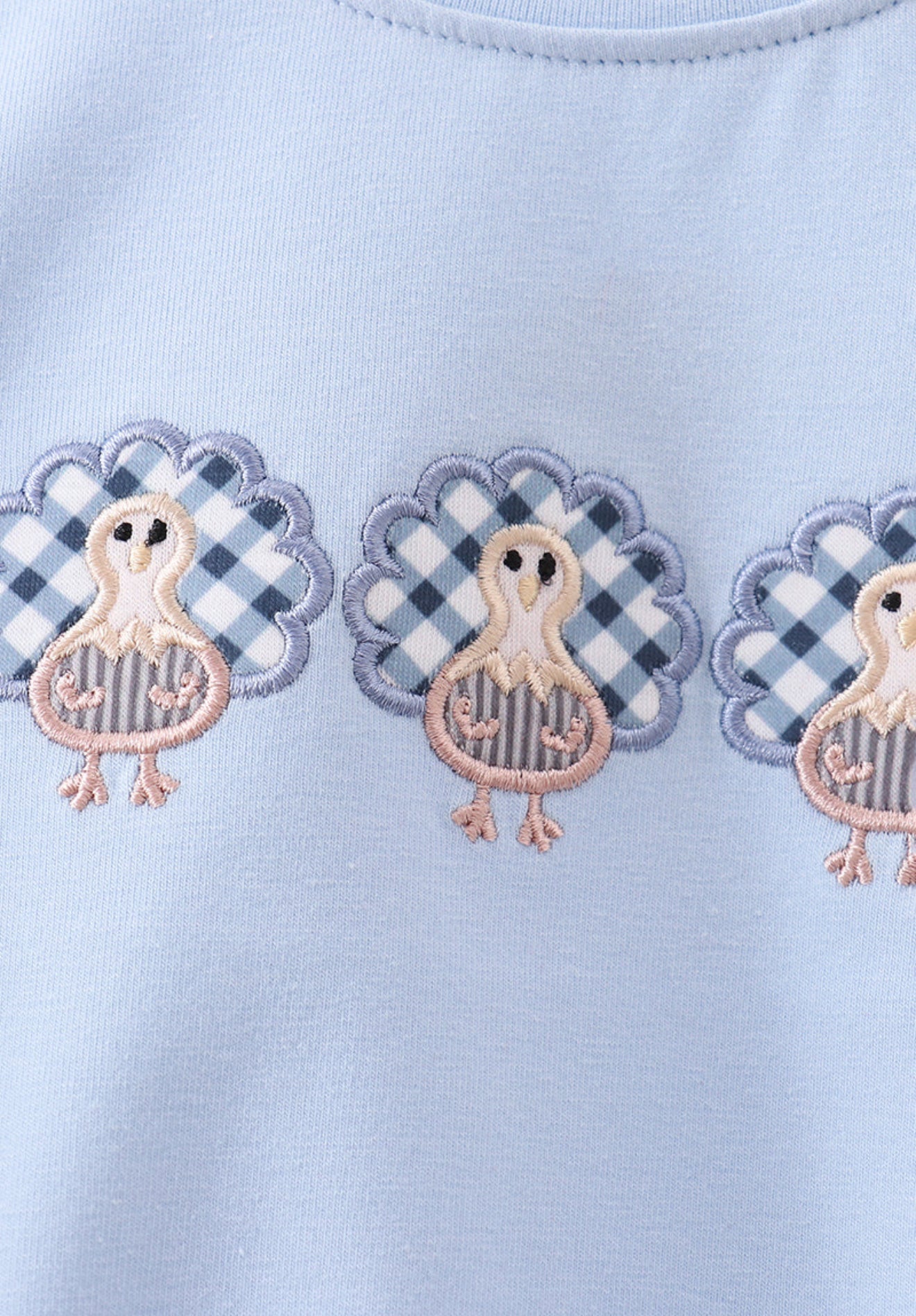 Blue turkey embroidery bubble