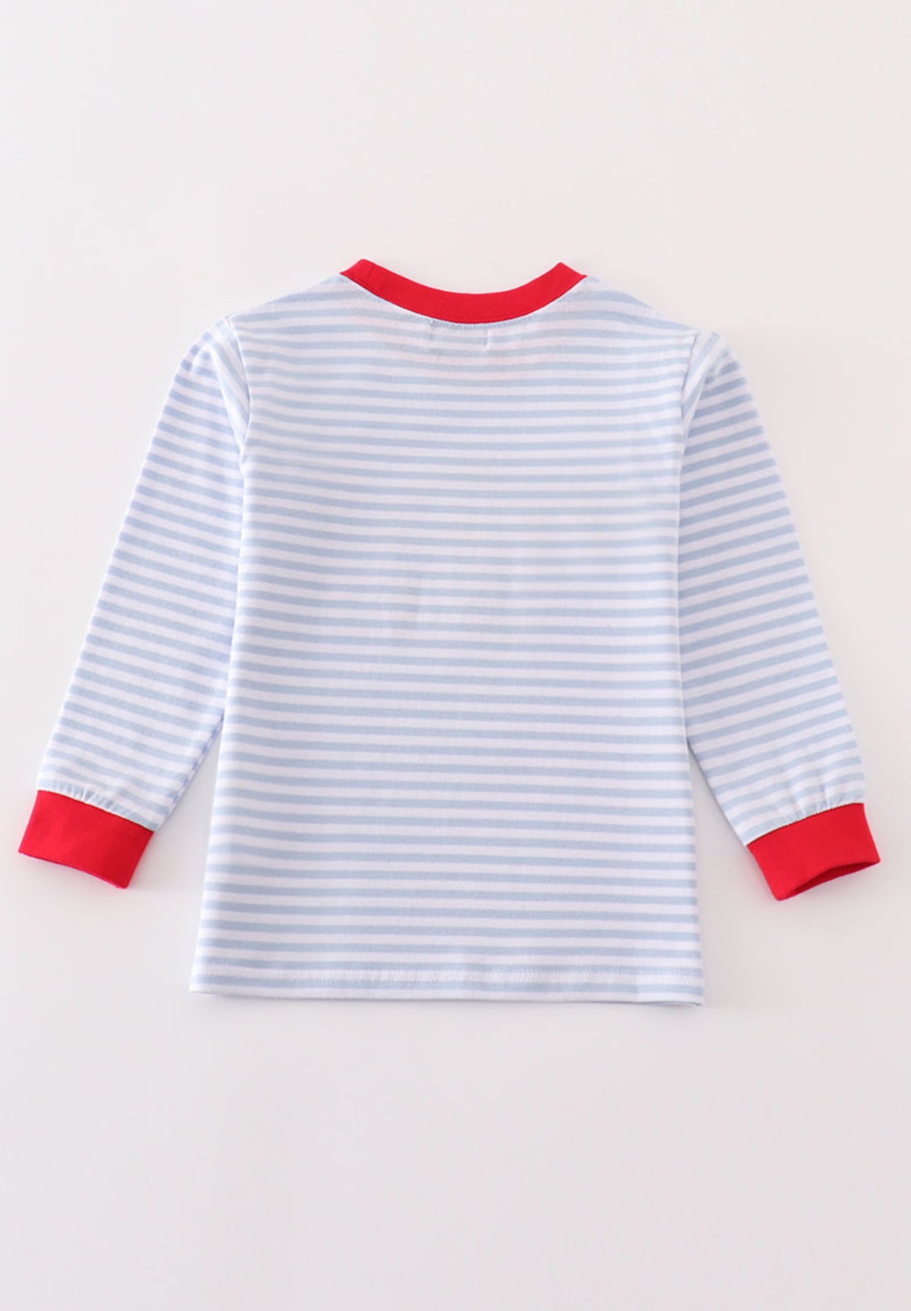 Premium red stripe farm applique boy top
