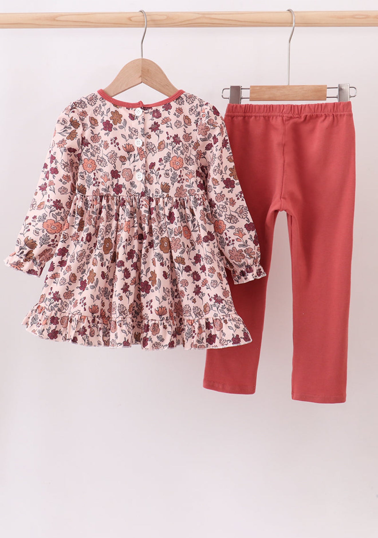 Autumn bloom corduroy ruffle pants set