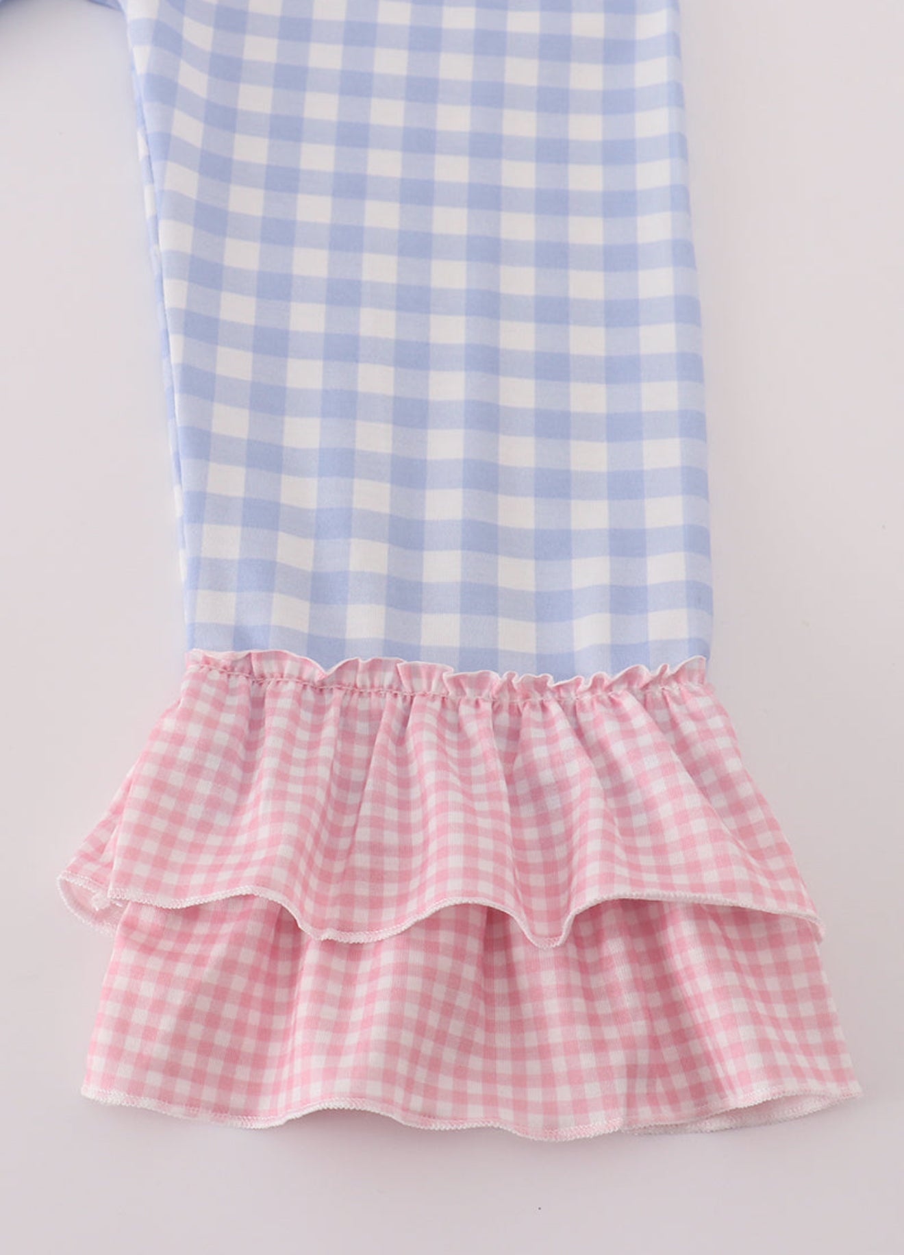 Blue floral pumpkin embroidery ruffle pants set