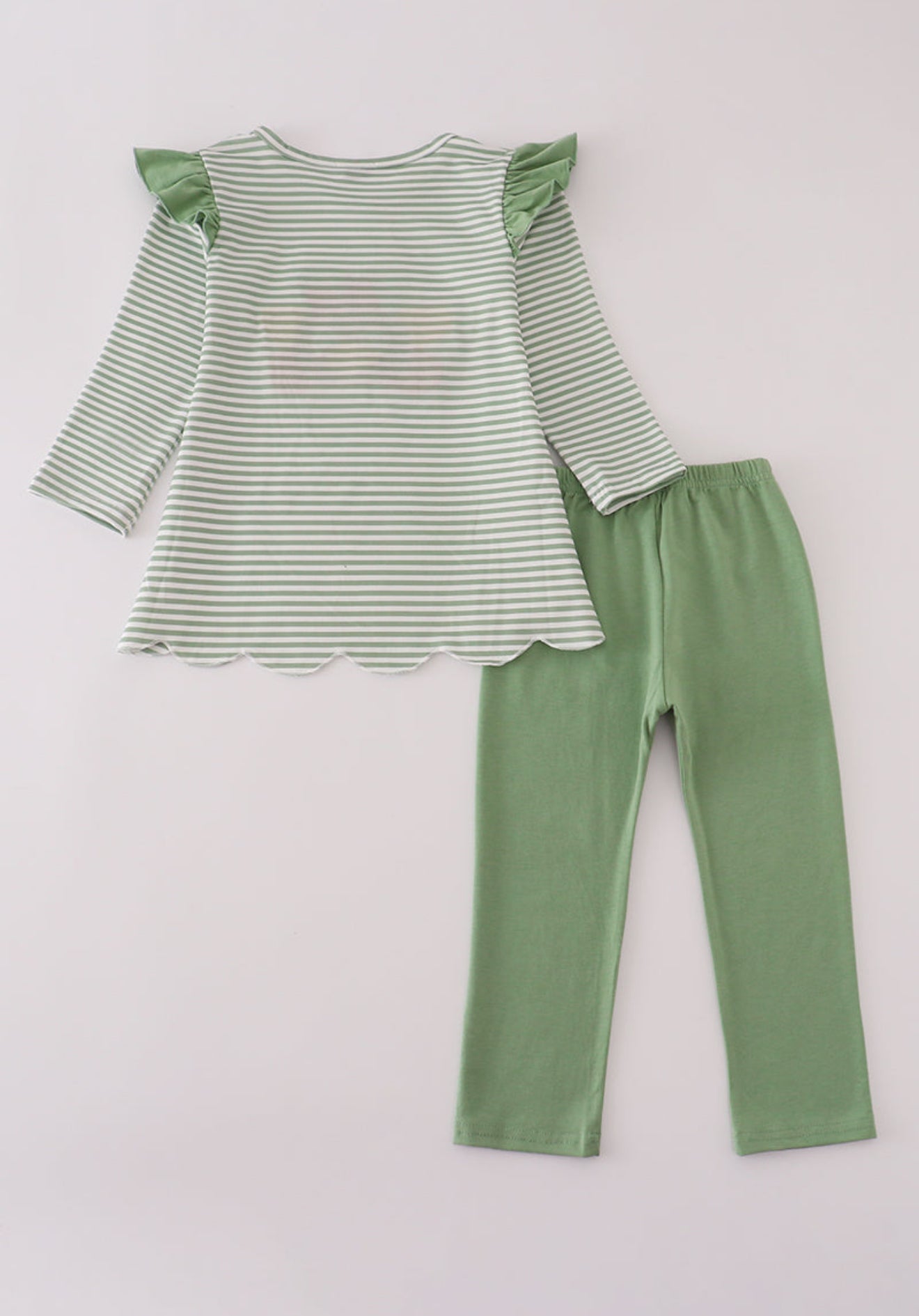Green turkey french knot stripe pants set