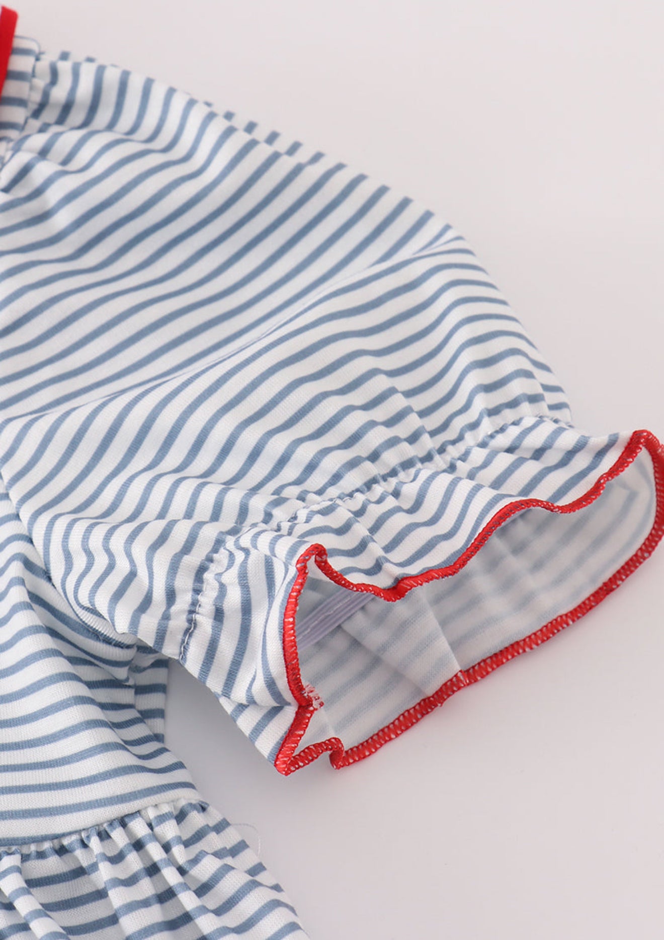 Blue princess embroidery stripe pants set