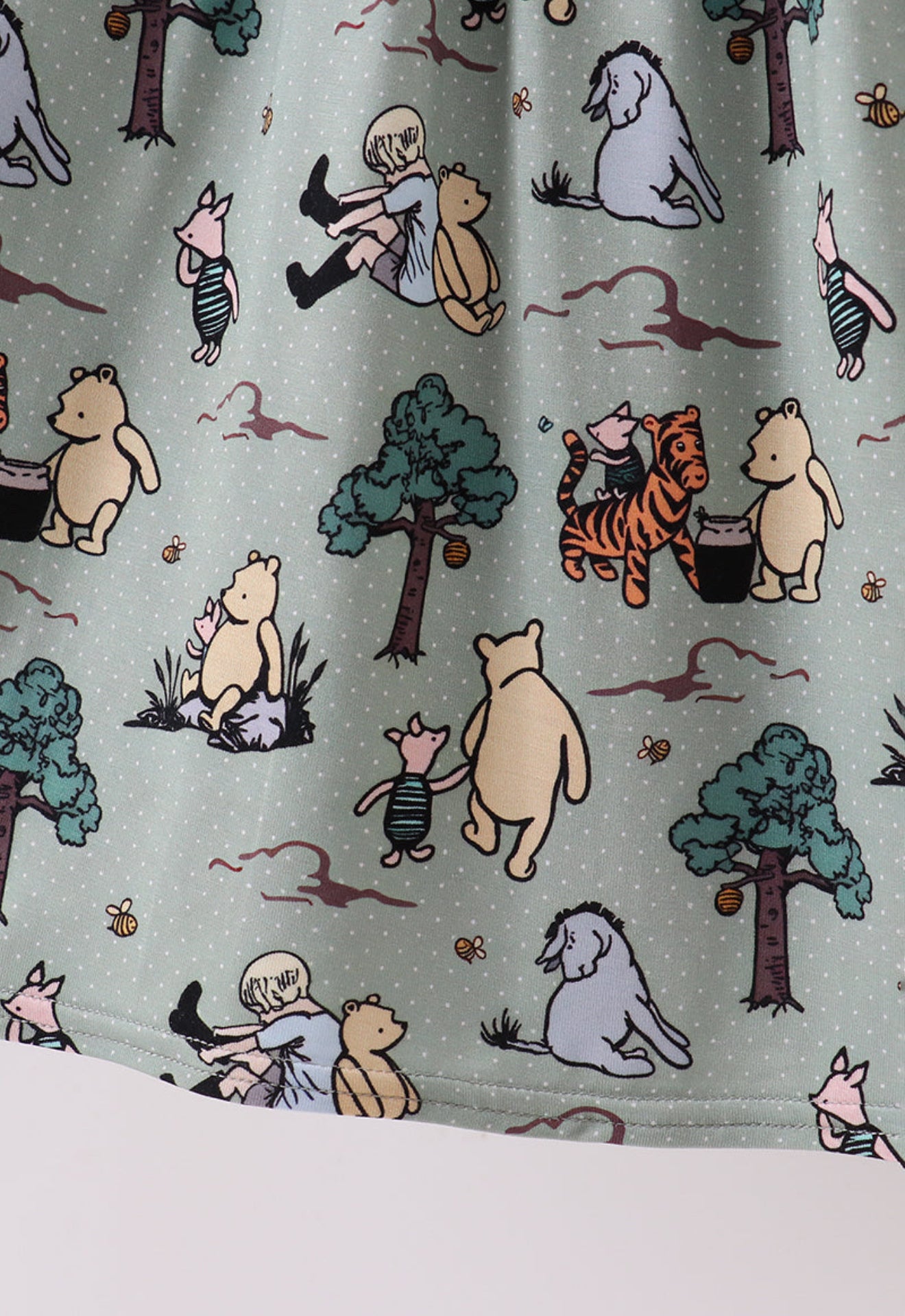 Green character bamboo dress