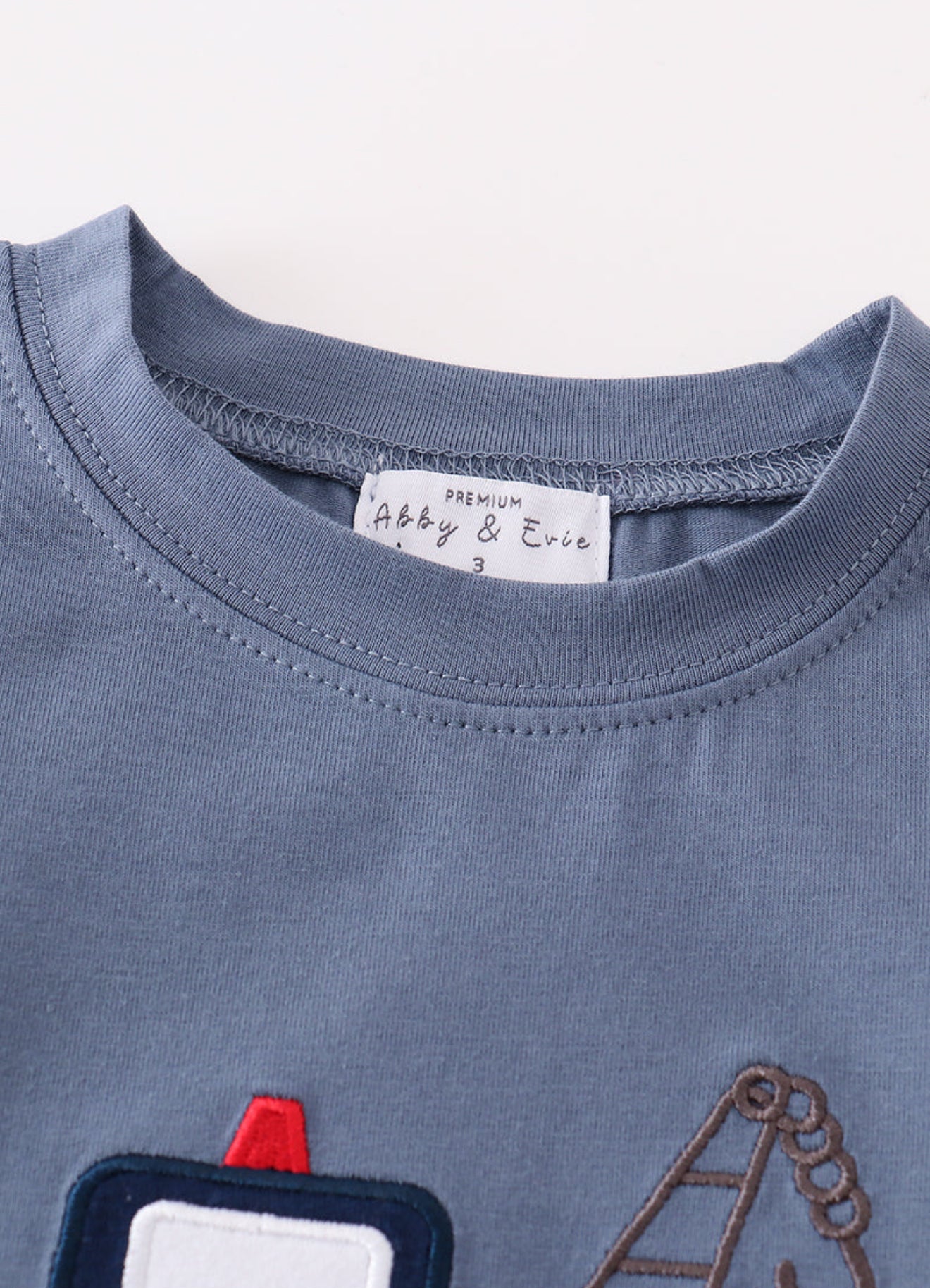 Premium Blue tractor applique boy top