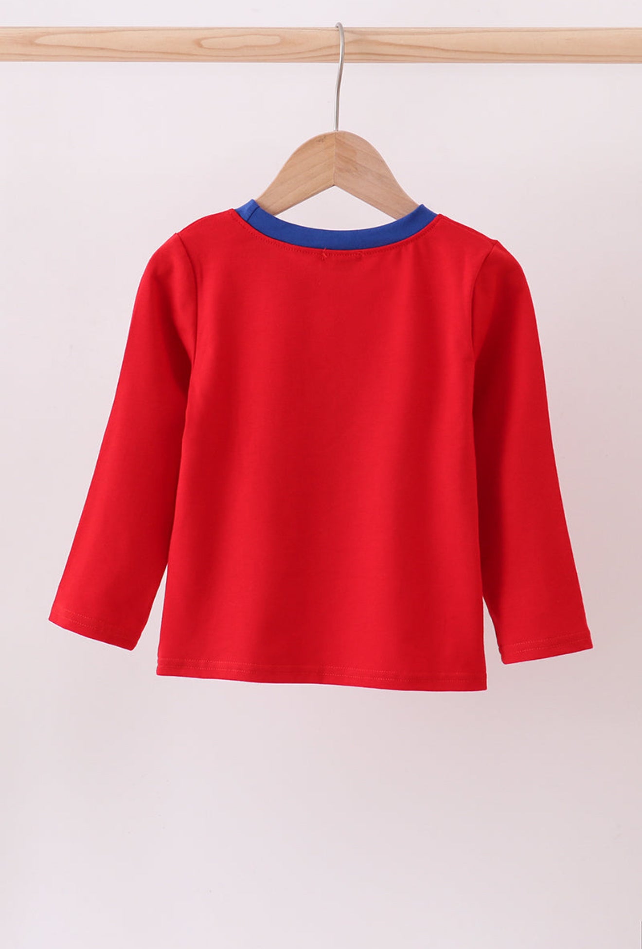 Red character applique top