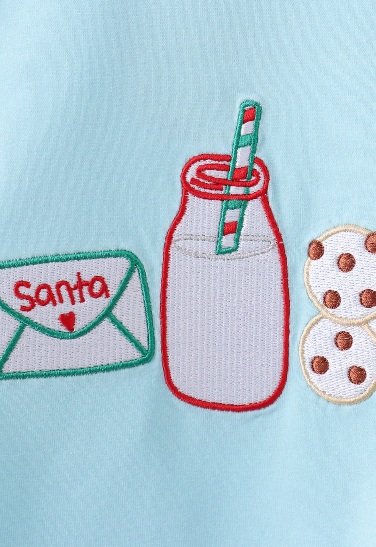 Blue cookie milk santa applique boy top