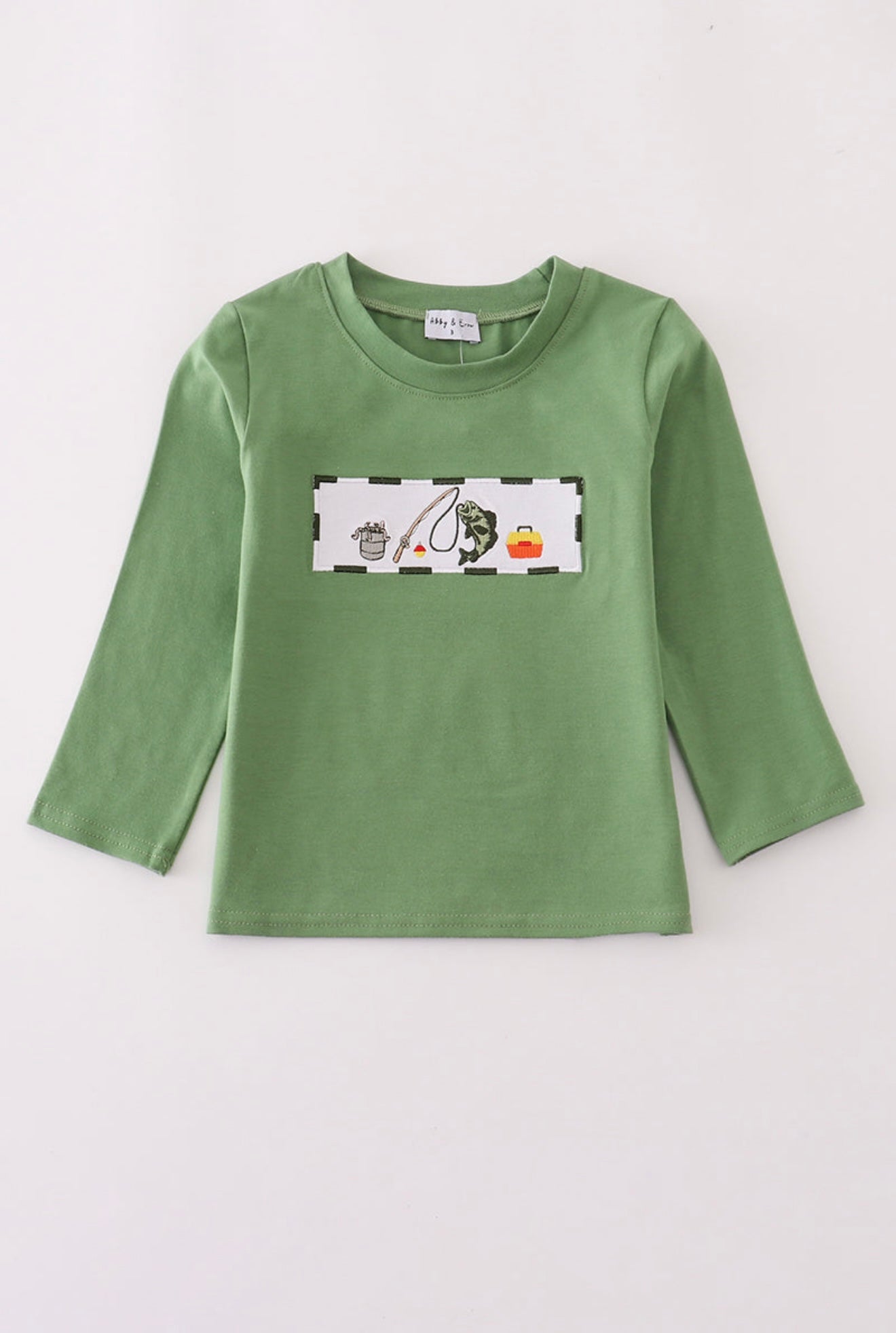 Green fishing embroidery top