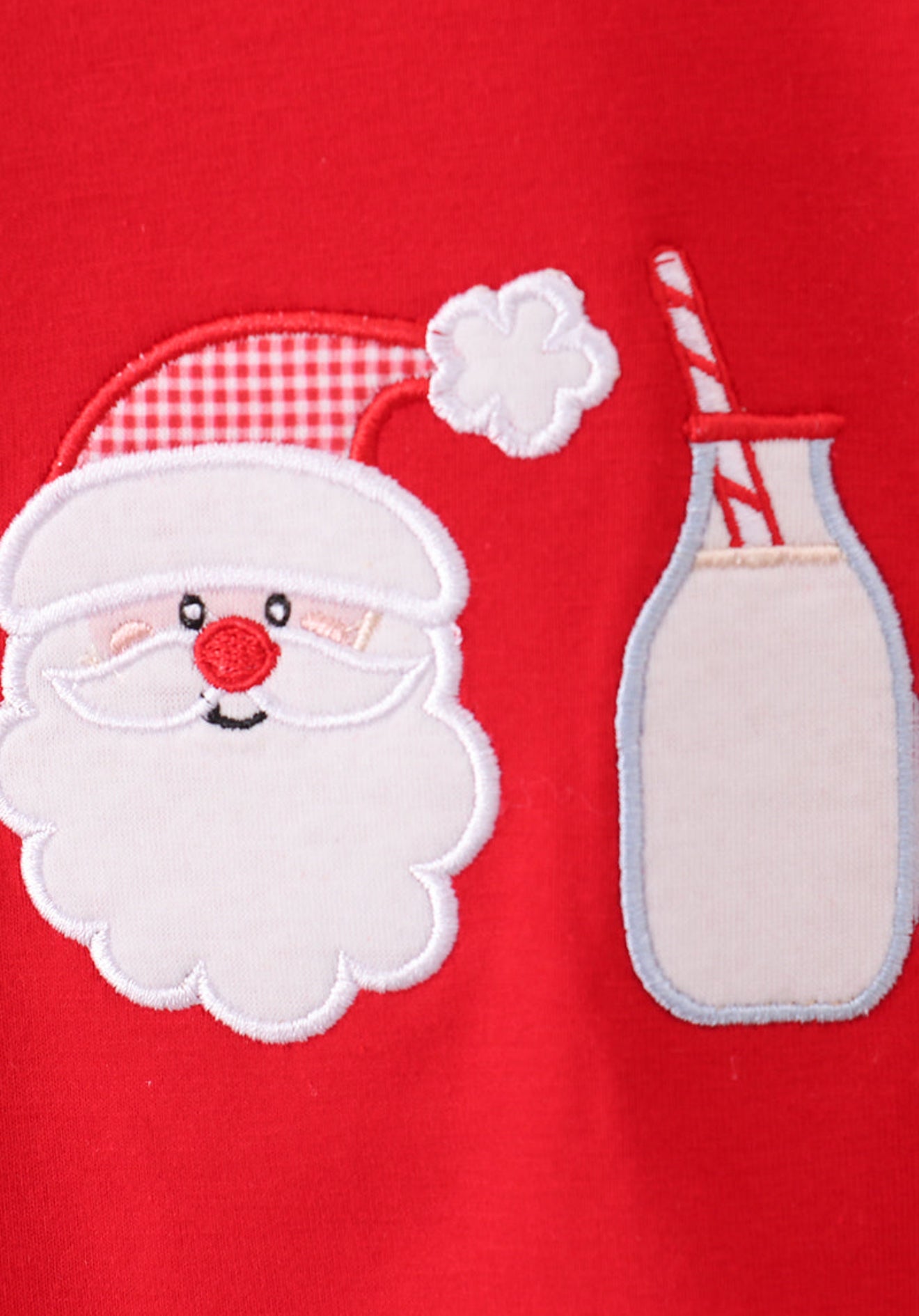 Red santa claus biscuit milk applique top