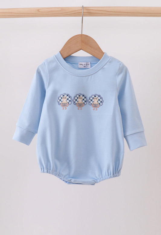 Blue turkey embroidery bubble