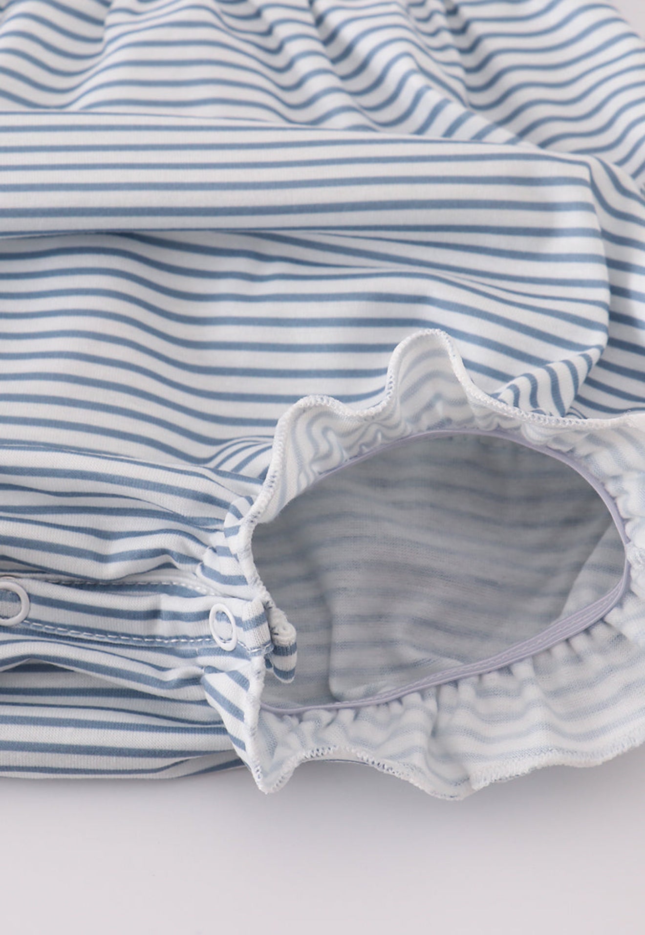 Blue princess embroidery stripe ruffle bubble