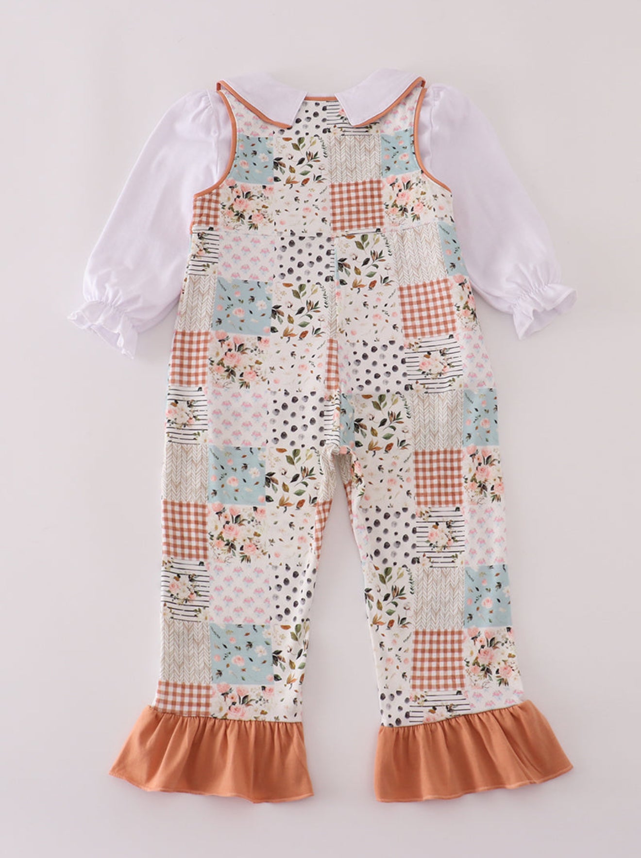 Fall floral print turkey pumpkin embroidery 2pc set