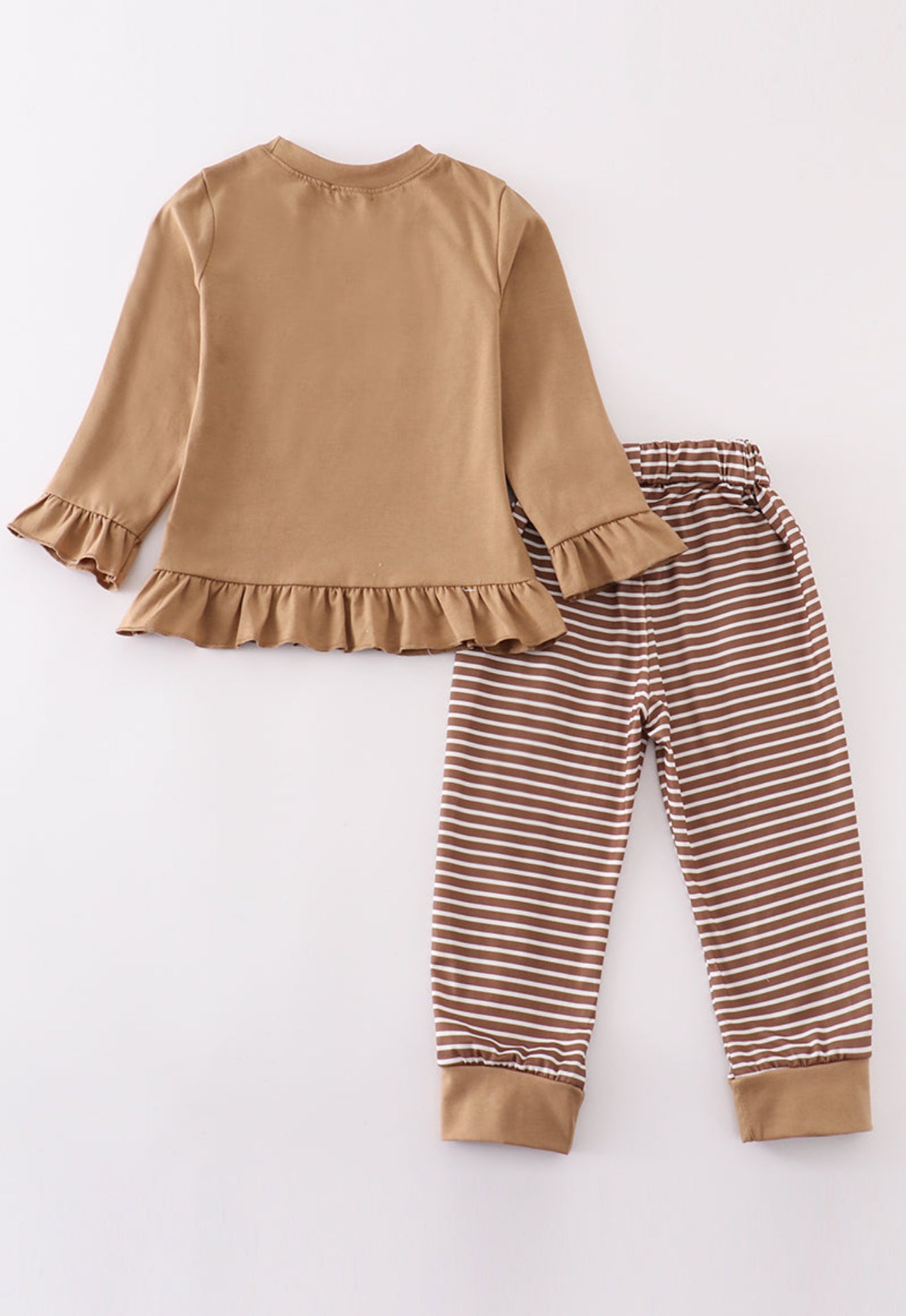 Brown stripe antler embroidery girl set