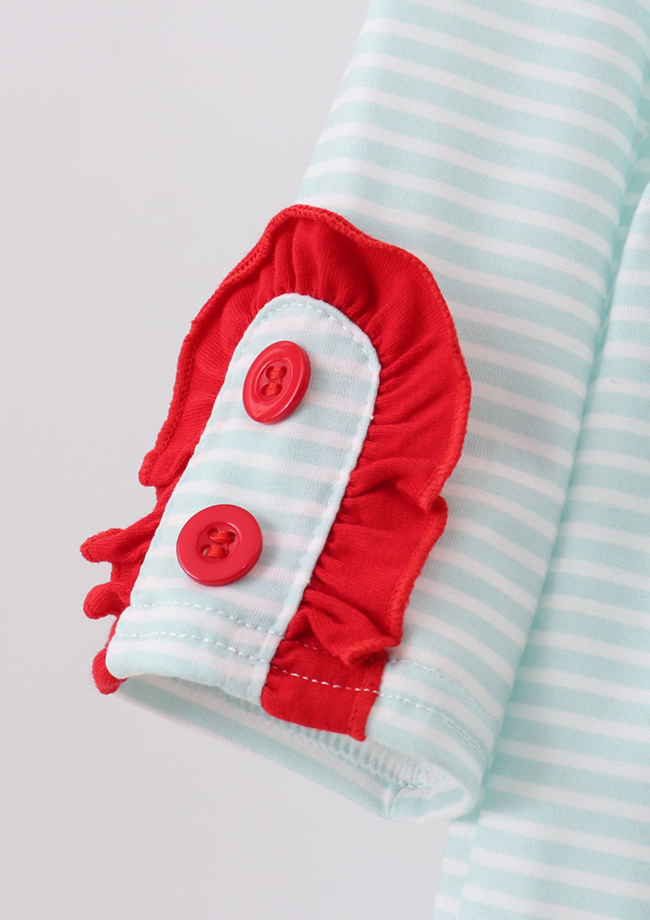 Blue reindeer applique stripe dress