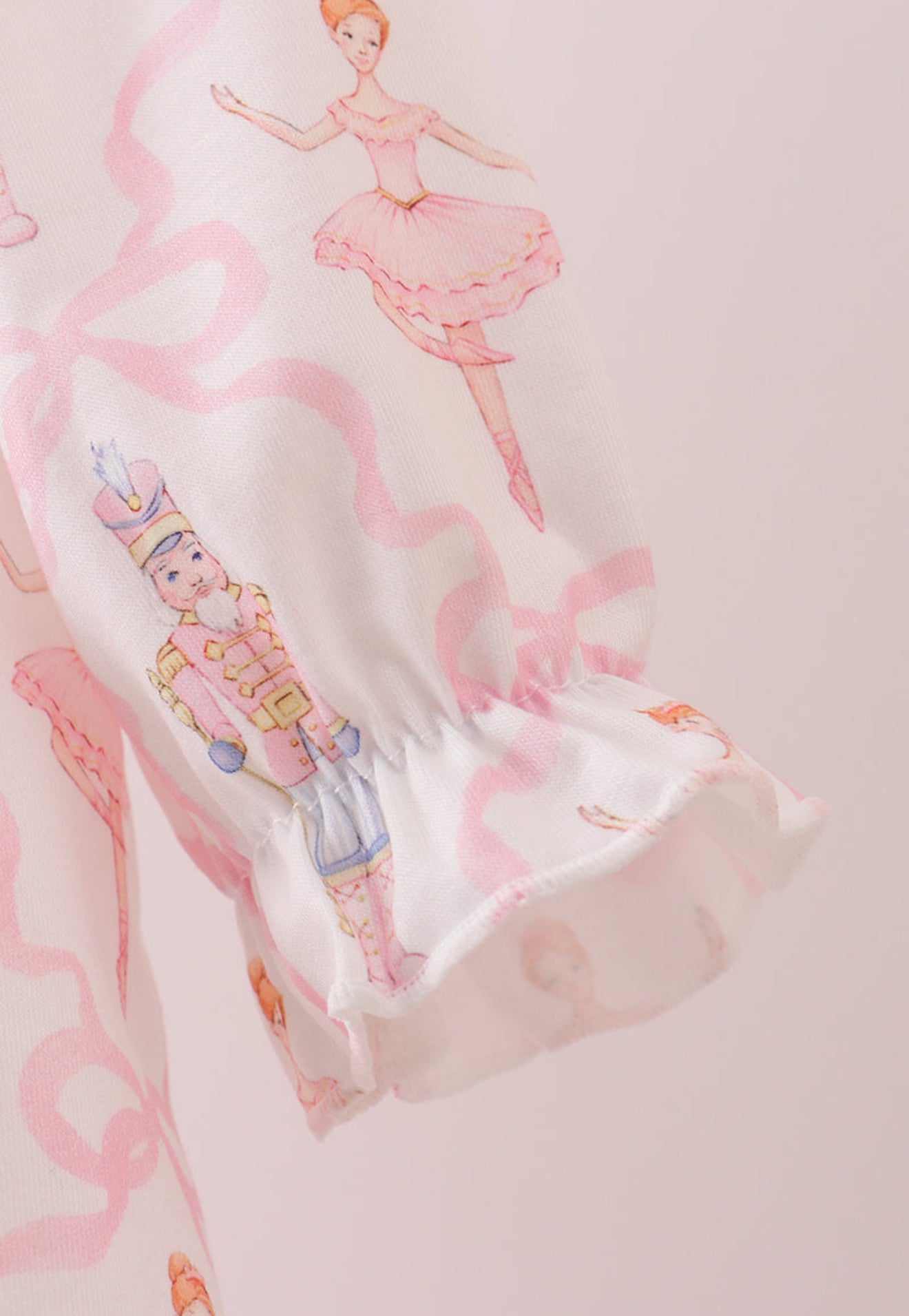 Pink nutcracker print ruffle gown