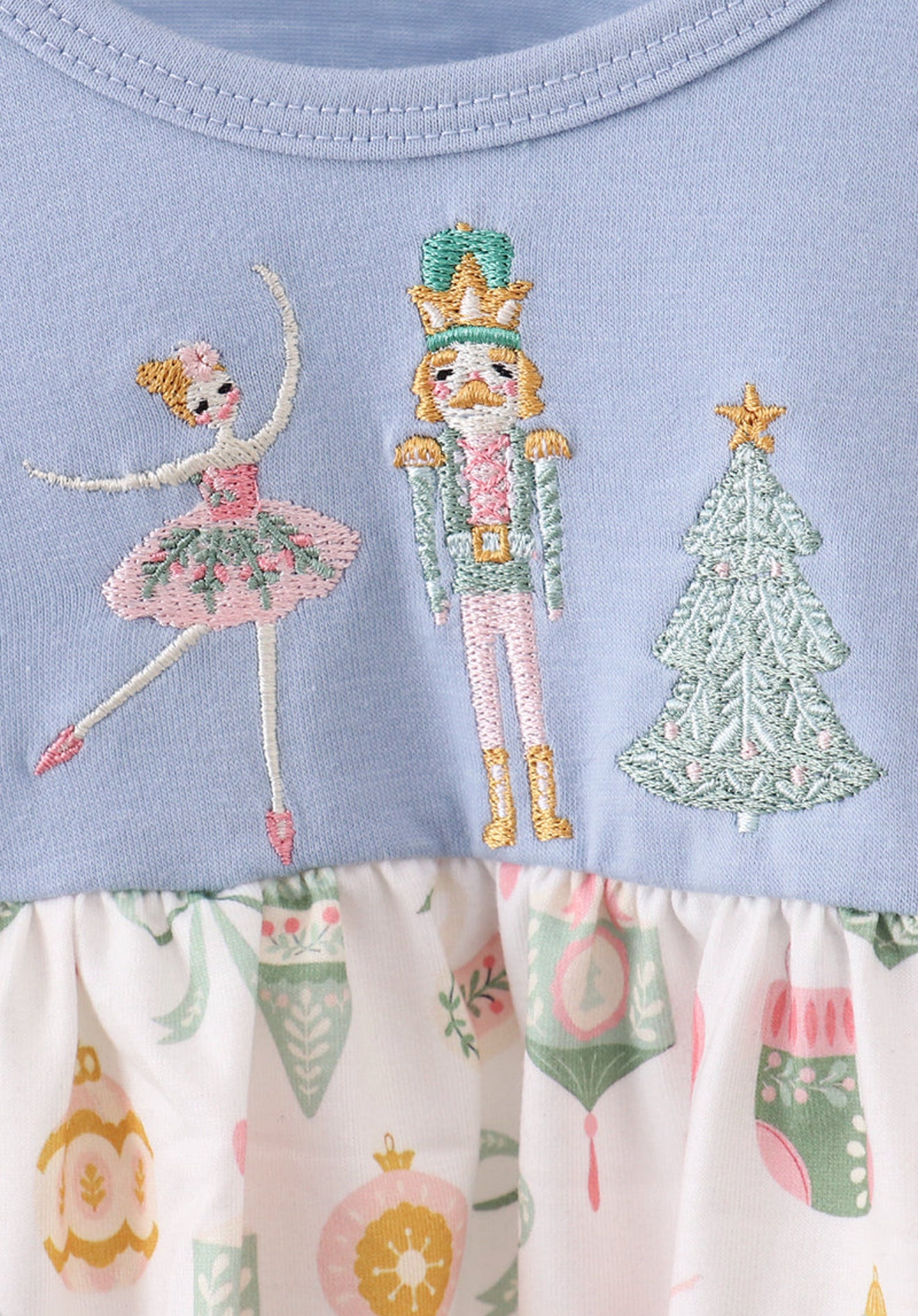 Blue nutcracker embroidery bloomer set