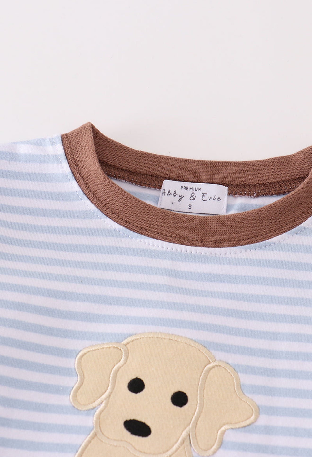 Premium brown stripe puppy applique boy set