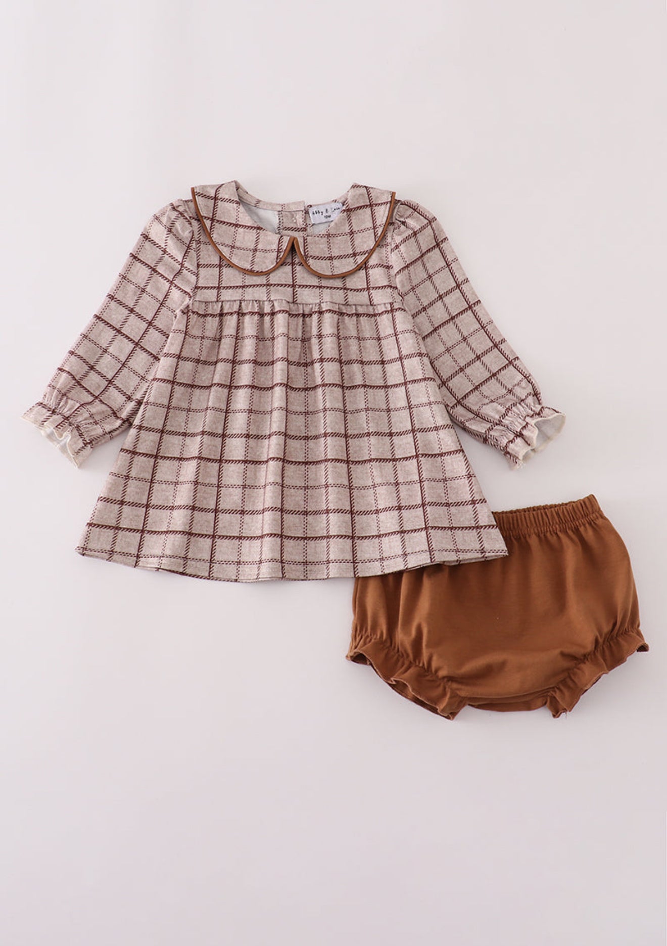 Brown plaid bloomer set